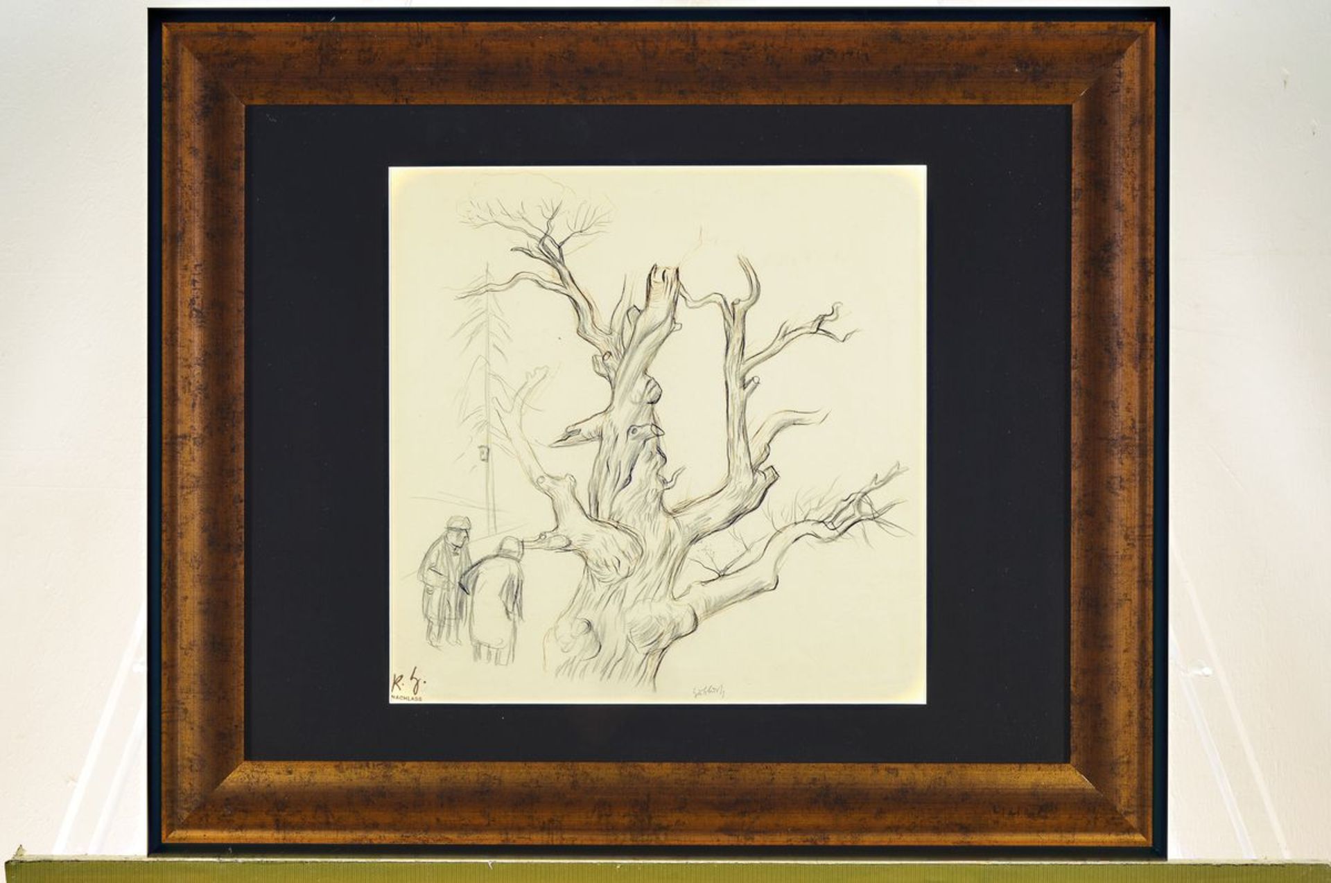 Karl Hubbuch, 1891 Karlsruhe - 1979, pencil drawing and brown Indian ink on chamoisfarbenem - Image 3 of 3