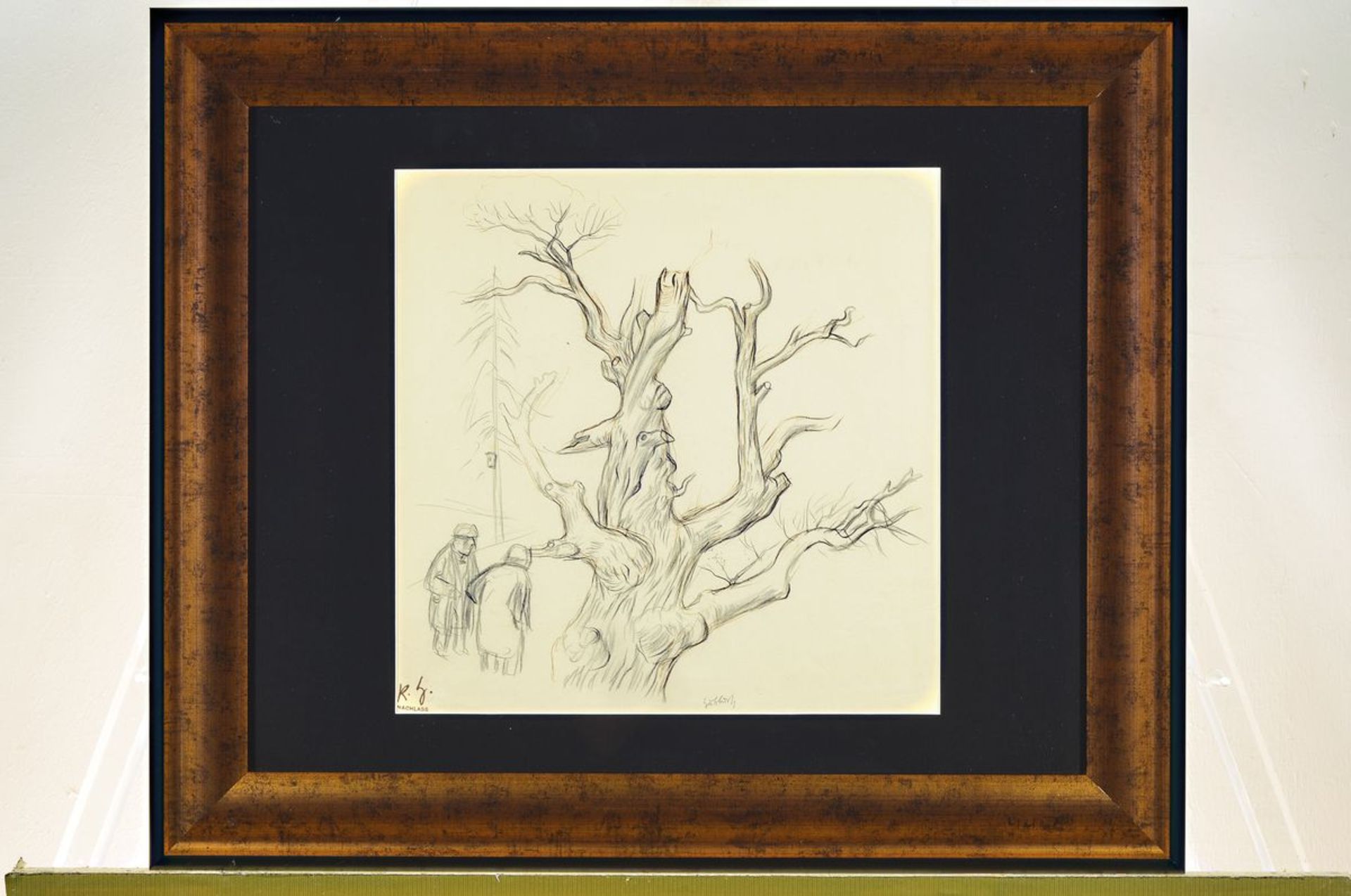 Karl Hubbuch, 1891 Karlsruhe - 1979, pencil drawing and brown Indian ink on chamoisfarbenem - Bild 3 aus 3