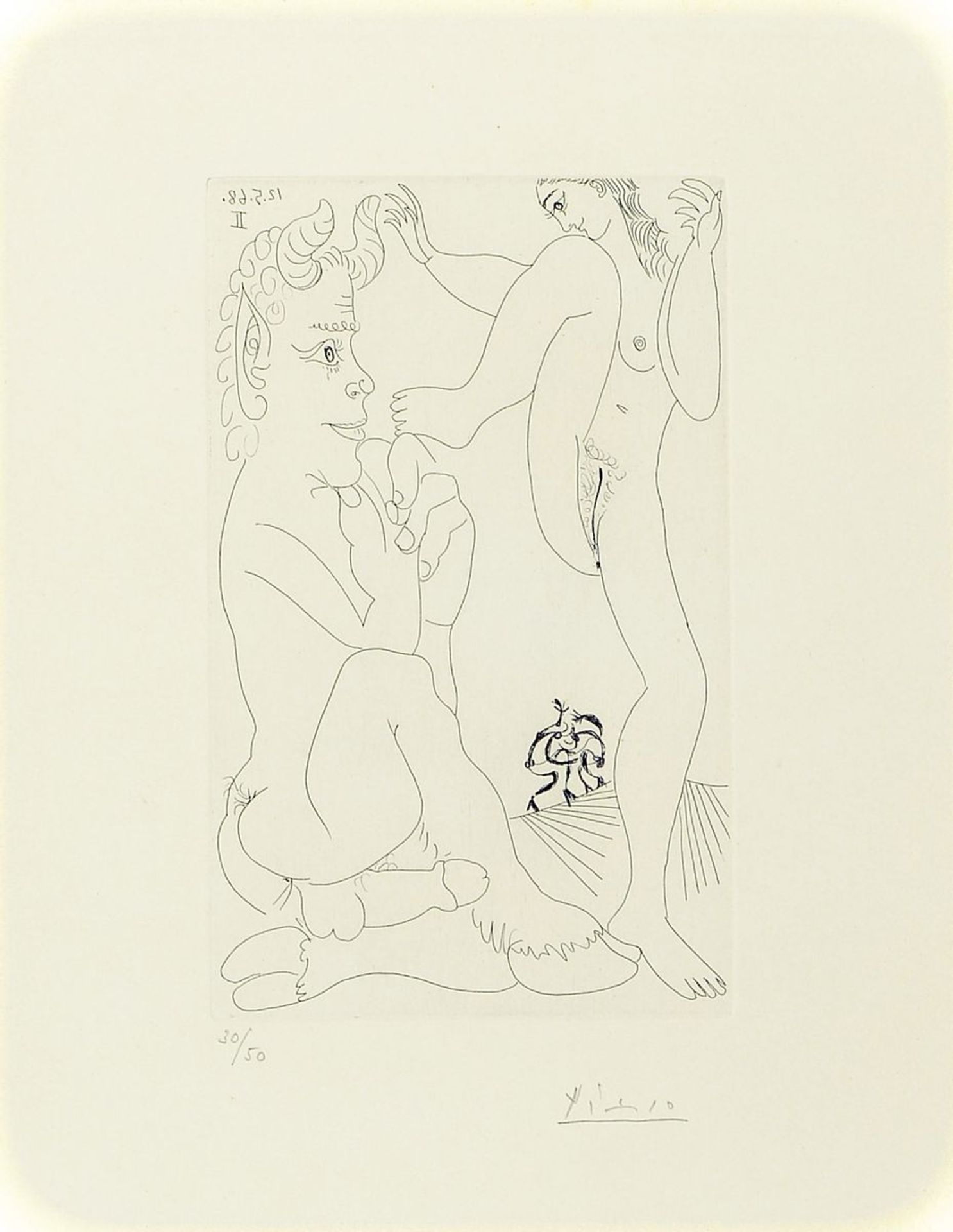 Pablo Picasso, 1881 - 1973, Faune et Bacchante, avec Combat de Faunes, (from the suite 347 "Dans l'