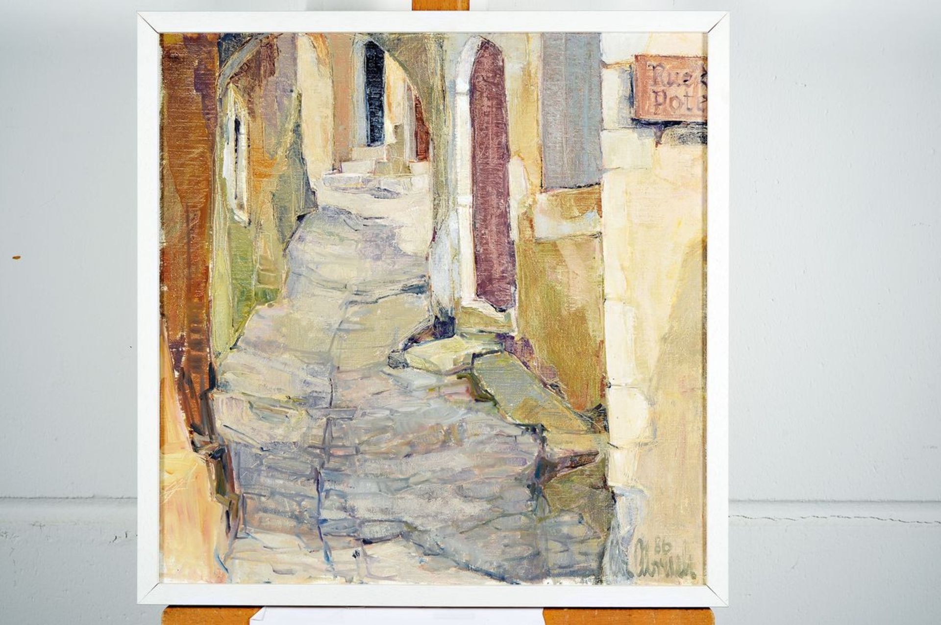 Christel Abresch, 1931 Sulzbach-2011 Neustadt a.d. Weinstraße, street is St. Moutan Ardeche,oil/ - Bild 2 aus 2