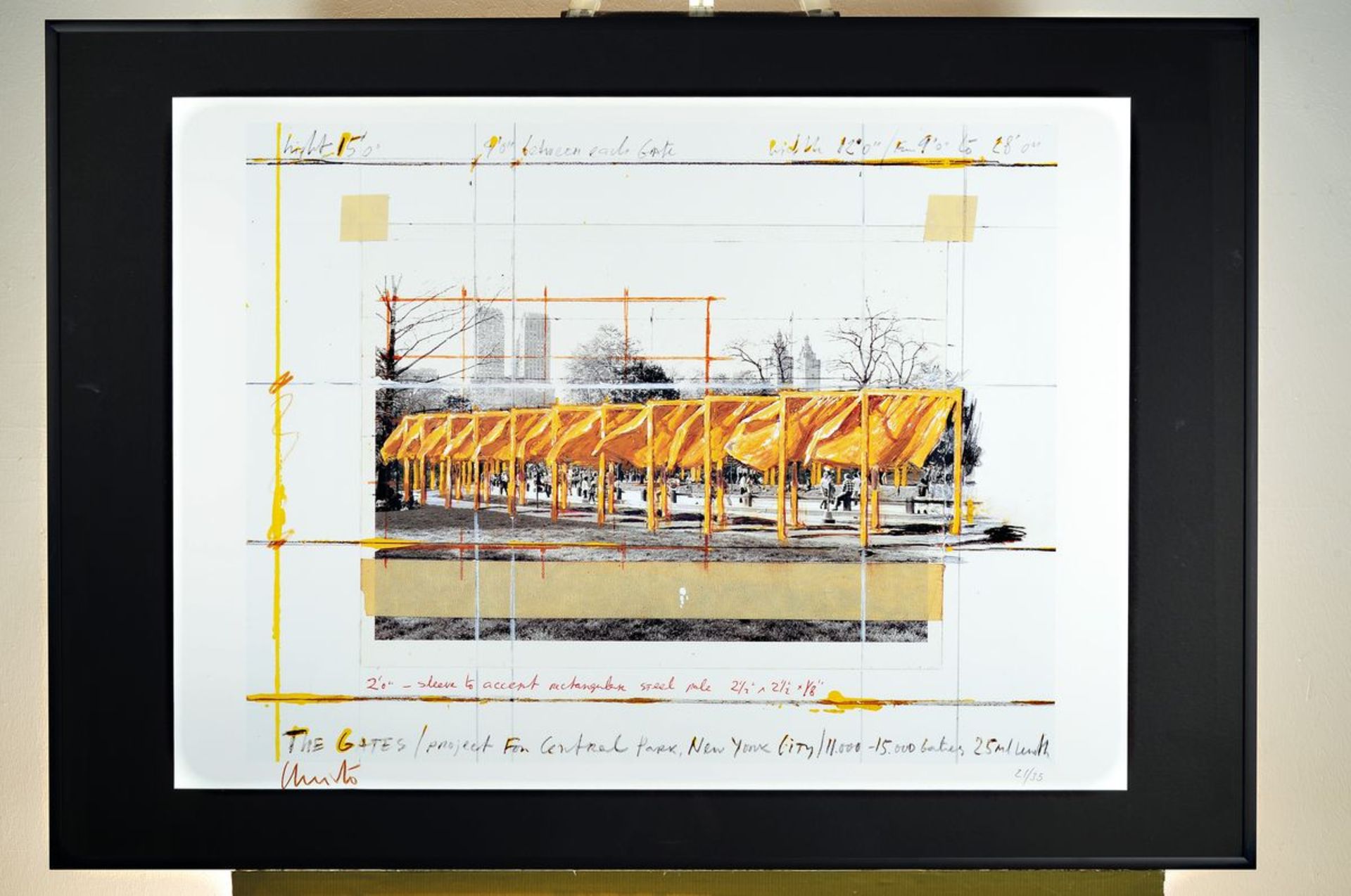 Christo, born 1935, "The Gates", kleine edition einer Offsetlitho on paper, numbered 21/35, - Bild 3 aus 3