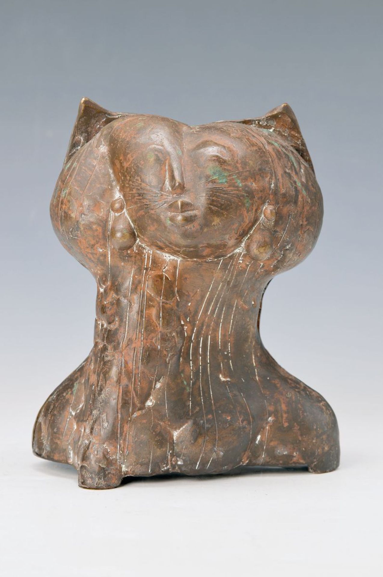 Gernot hull, born 1941, The lonely virgin, bronze sculpture, monogrammed below inside life,