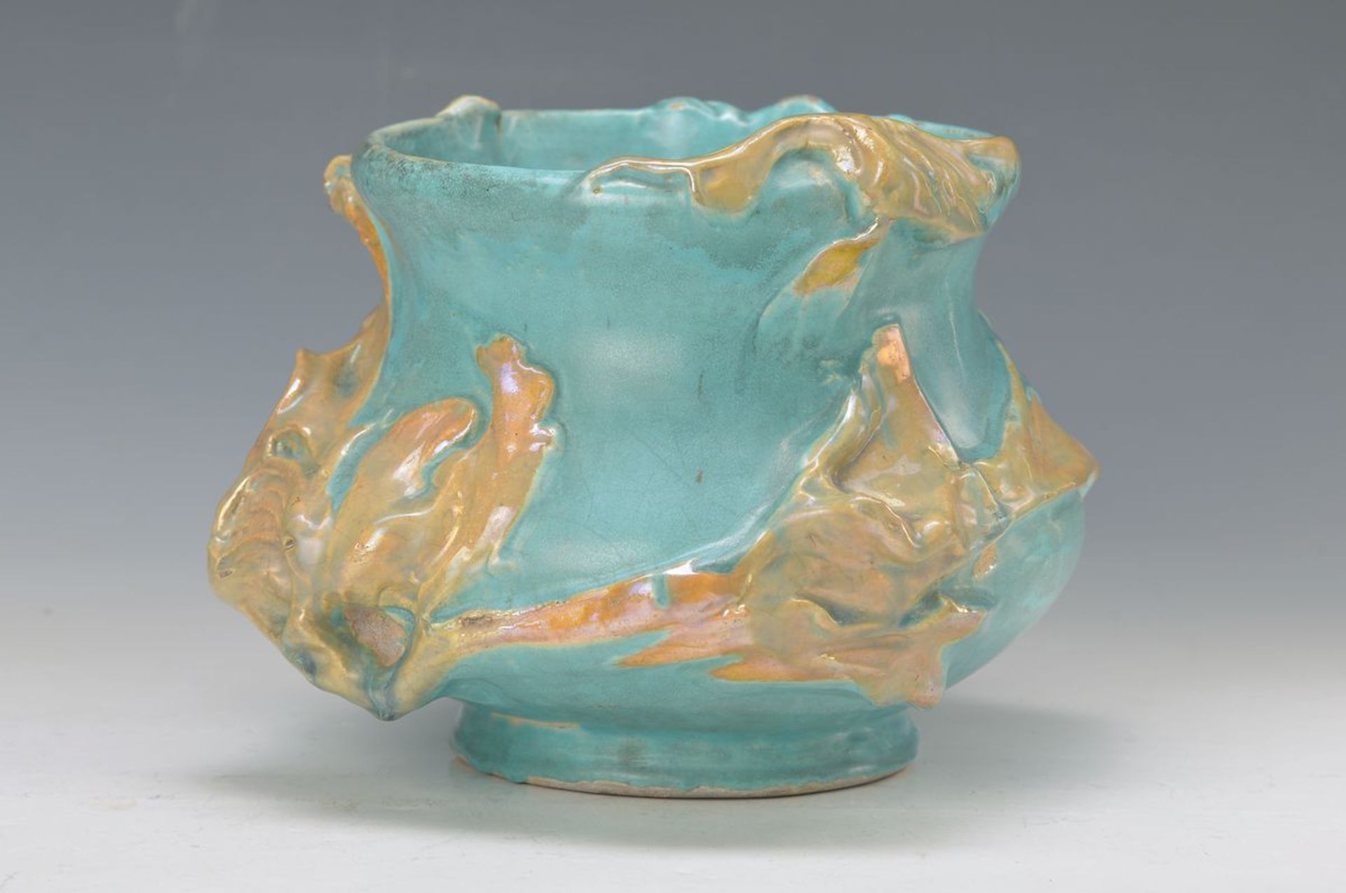 Cache-pot, France/Paris, around 1900, signed Rene de Saint Marceaux (1845- 1915), curved shape,