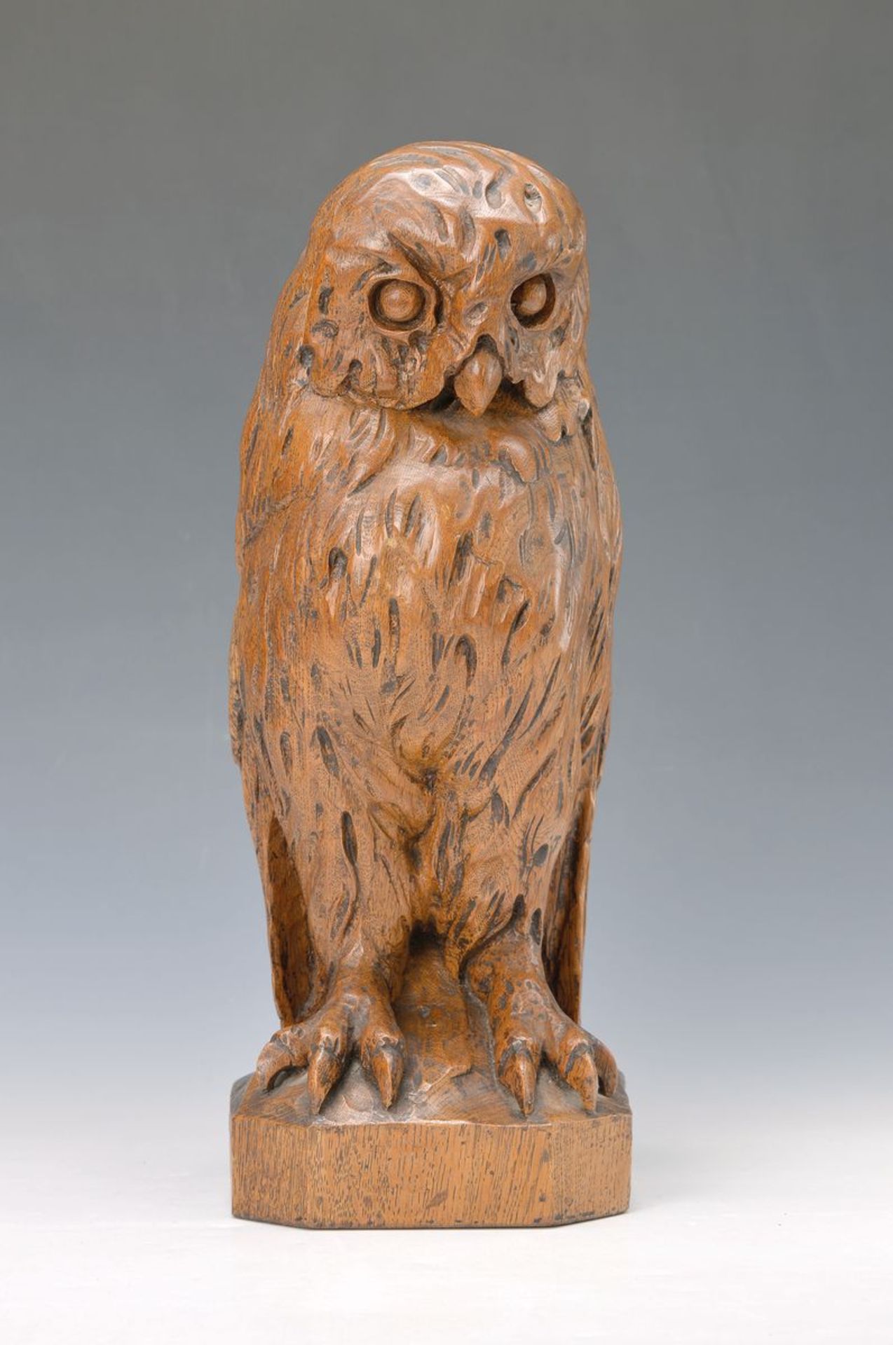 Large owl, probably W. Brinkschulte, around 1900/20, with owners inscription, frame Thunert,