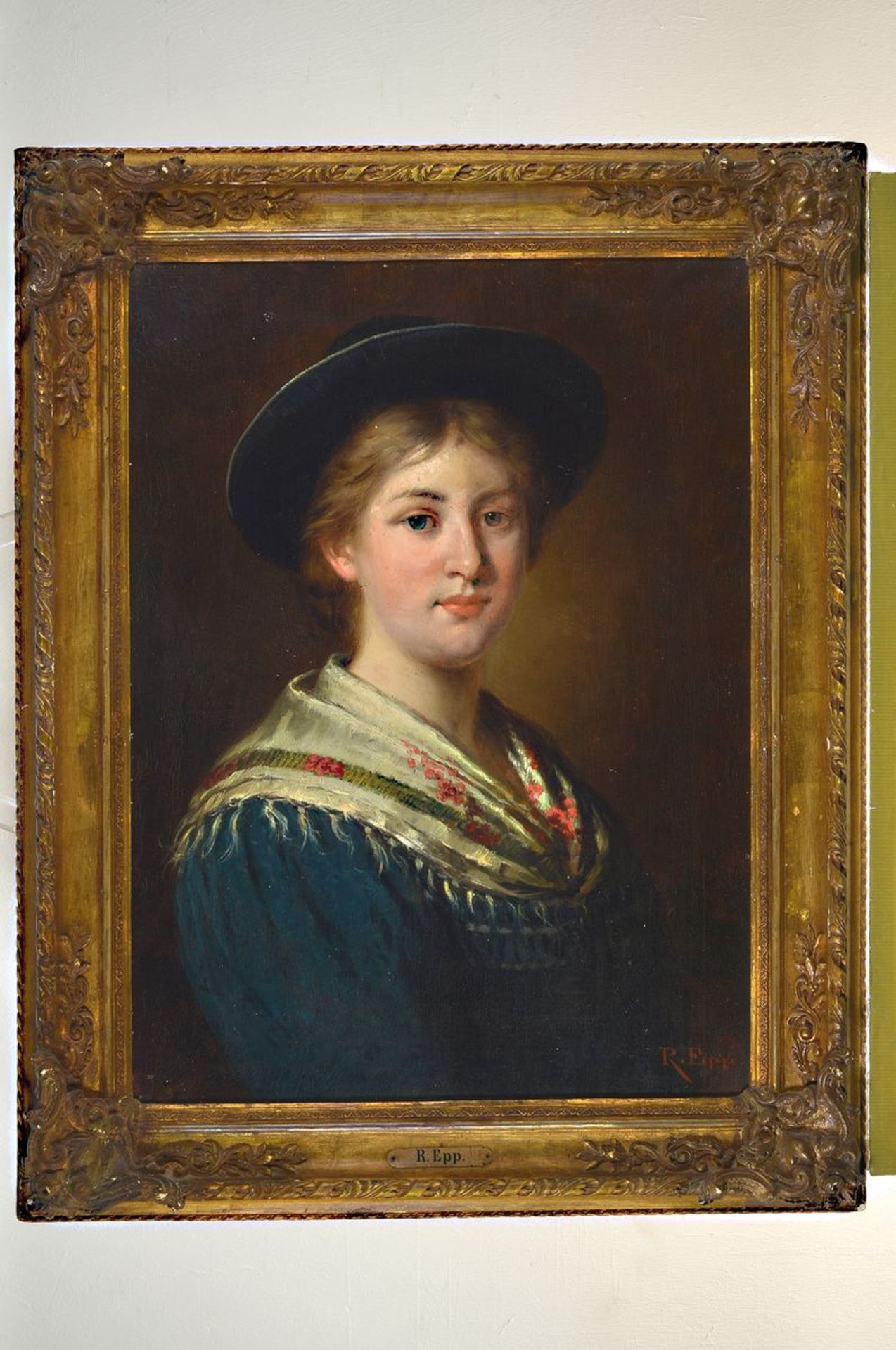 Rudolf Epp, 1834 Eberbach-1910 Munich, portrait of a young woman, oil / canvas, signed, older - Bild 3 aus 3