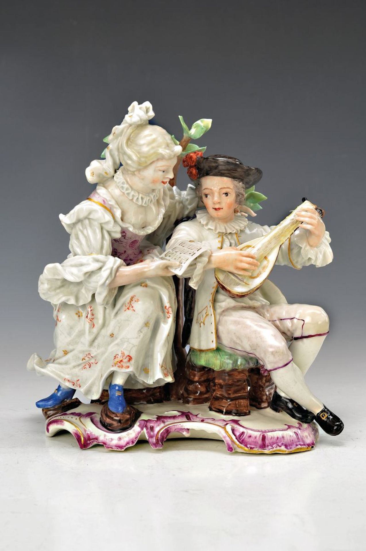 rare porcelain group, Frankenthal, 1755/56, design by Wilhelm Lanz, allegory on the Music/music