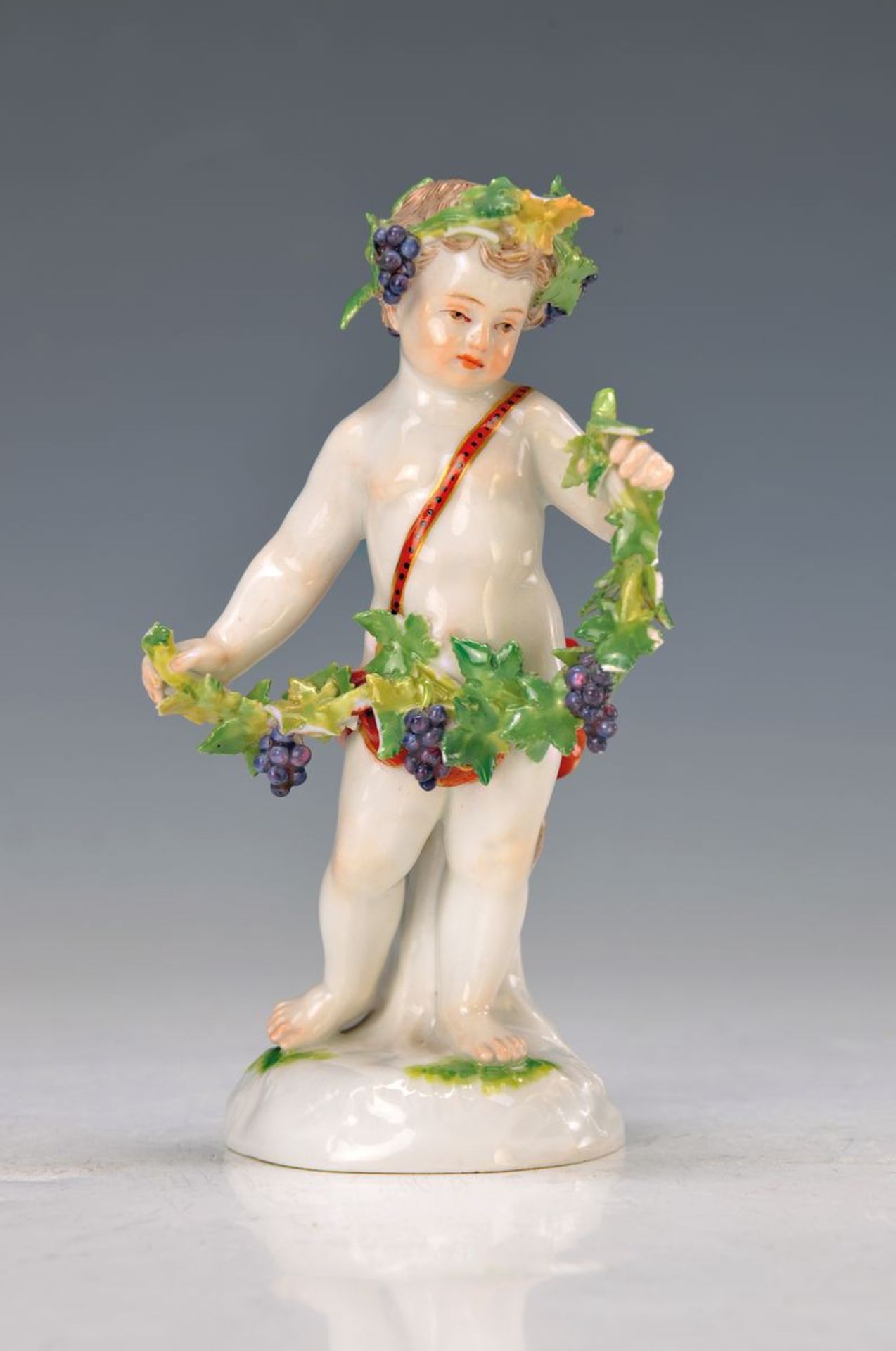 figurine, Meissen, around 1900/10, allegory on the autumn, polychrome painted, at the grapes and