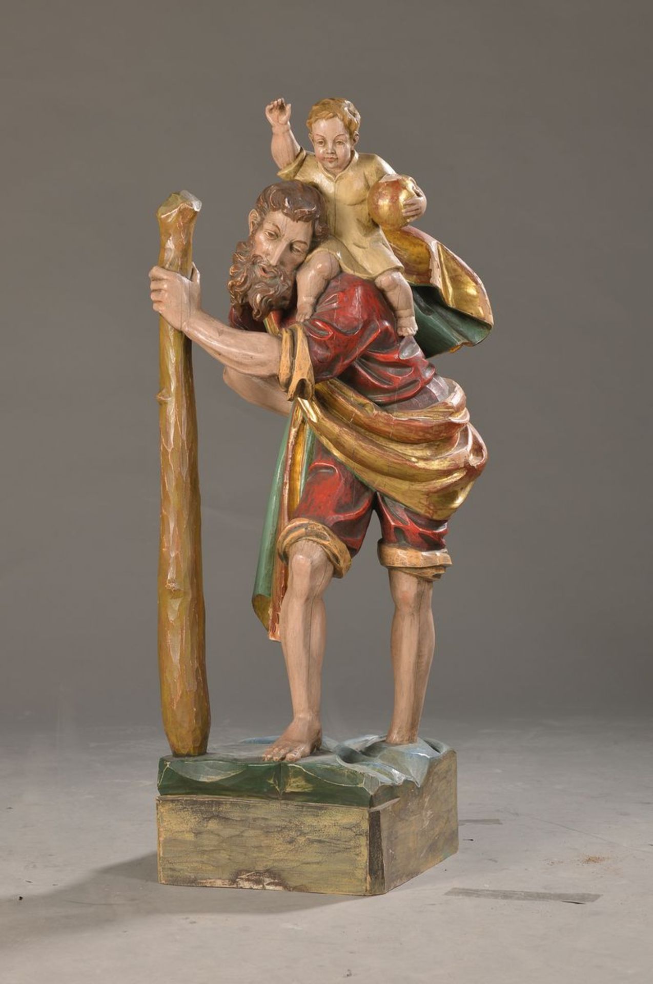 Large figure of a saint, probably Southern Germany or Tirol, 20th c., Saint Christophorus,