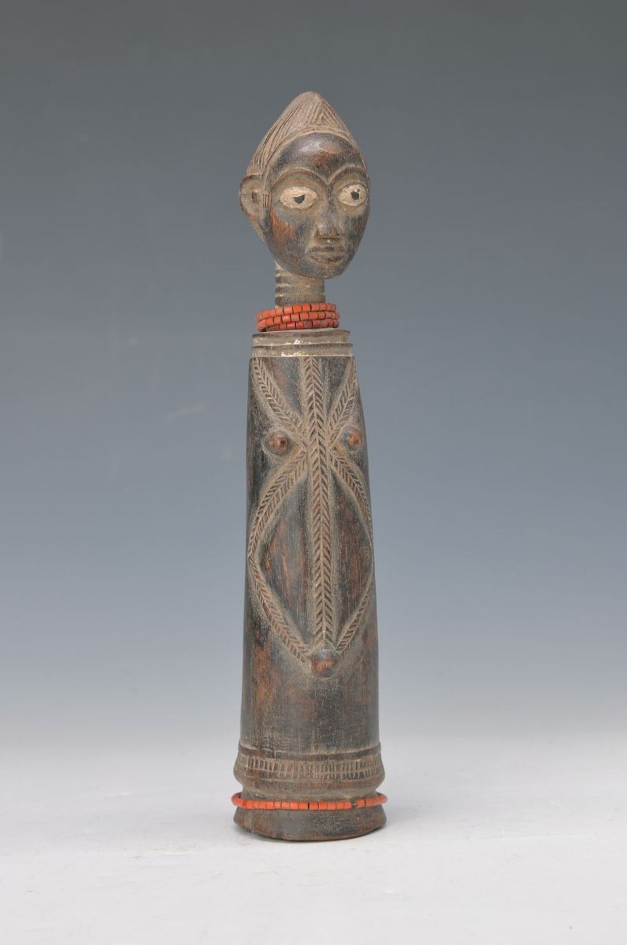 Power figure in shape of a doll, Baule, approx. 40-50 years old, wood, tribal symbol, punctual