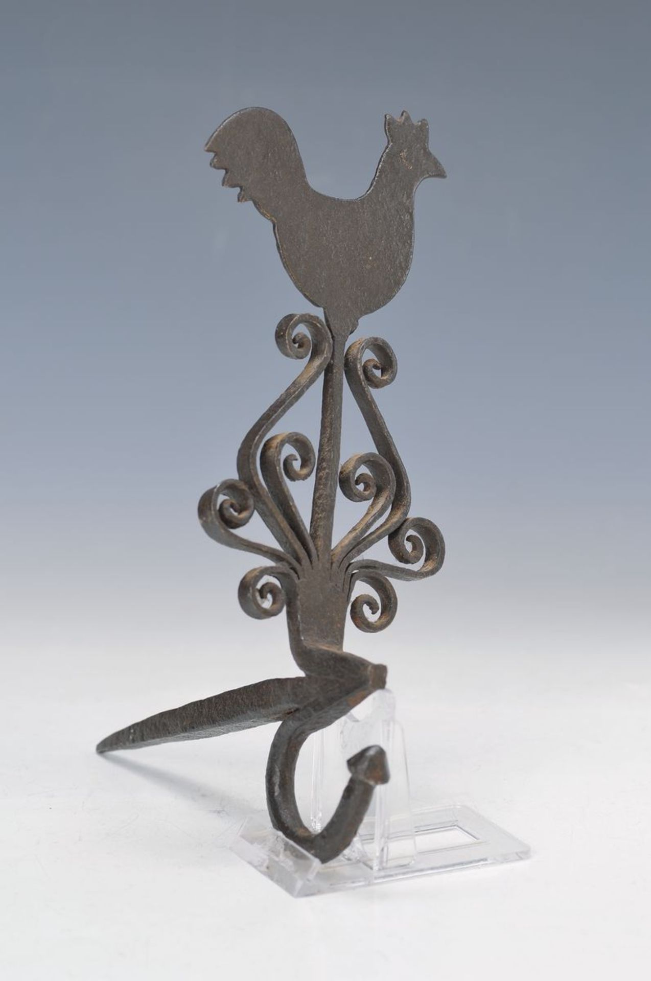 decor nail, German or French, around 1750, iron finely forged, crown in shape a cock, H. approx.