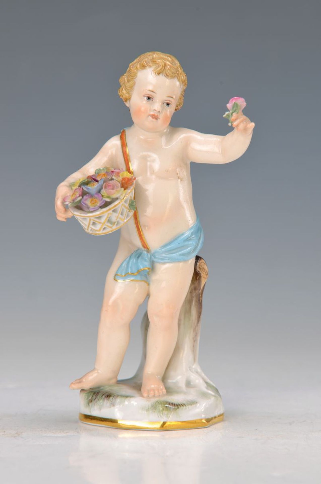 figurine, Meissen, around 1890, allegory on the spring, painted in bright colors, minor atthe