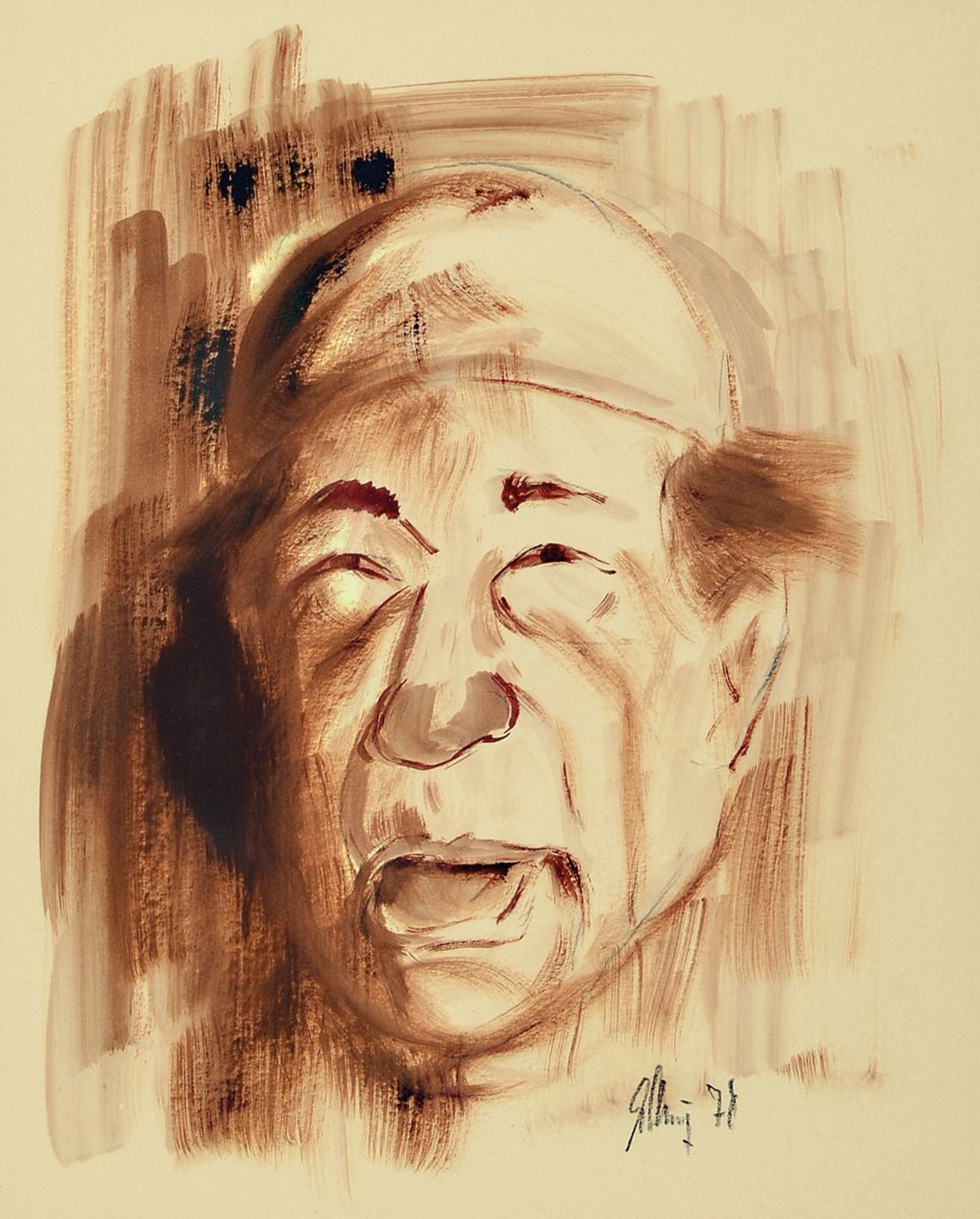 Eduard Klug, born 1924 Deidesheim, 2 watercolors, Portraits of Clowns, watercolor on paper, both