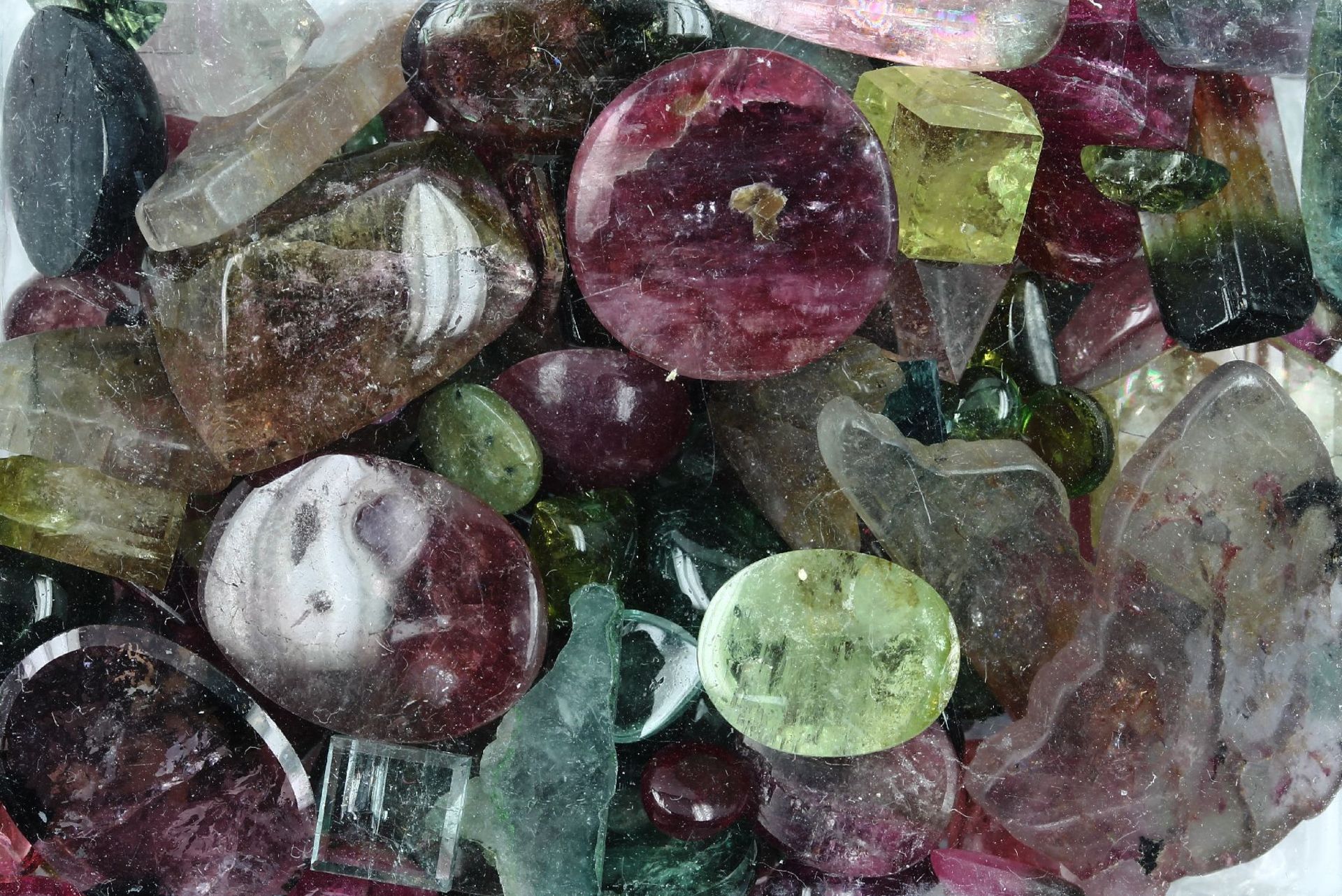 Lot loose tourmalines , total approx. 632 ct, different shapes, colours, clarities and sizes