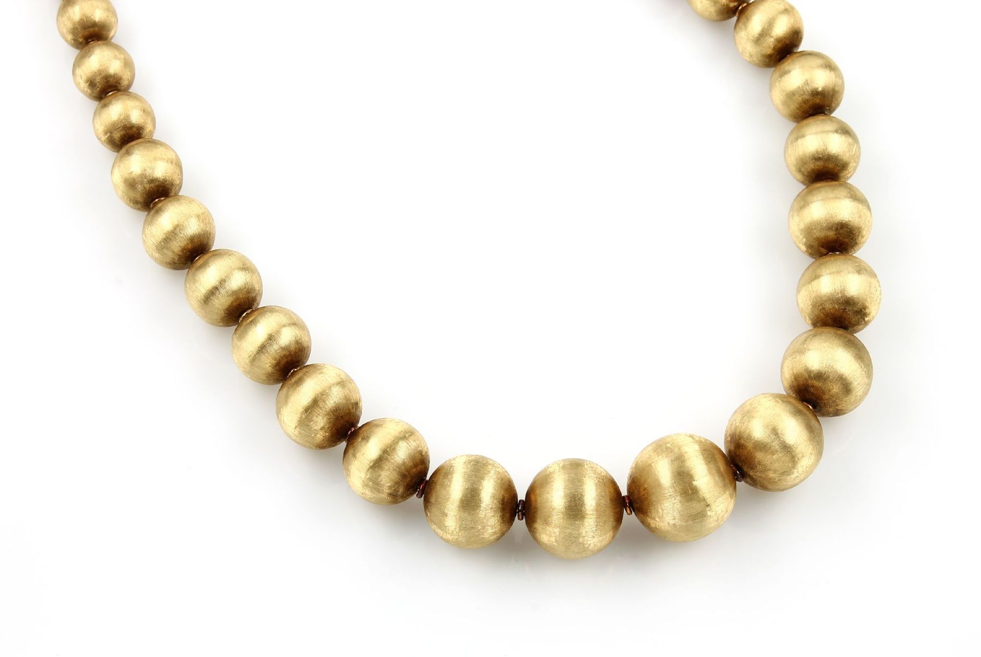 14 kt gold sphere chain, YG 585/000 , spheres with grooved surface, diam. approx. 10- 17 mm,