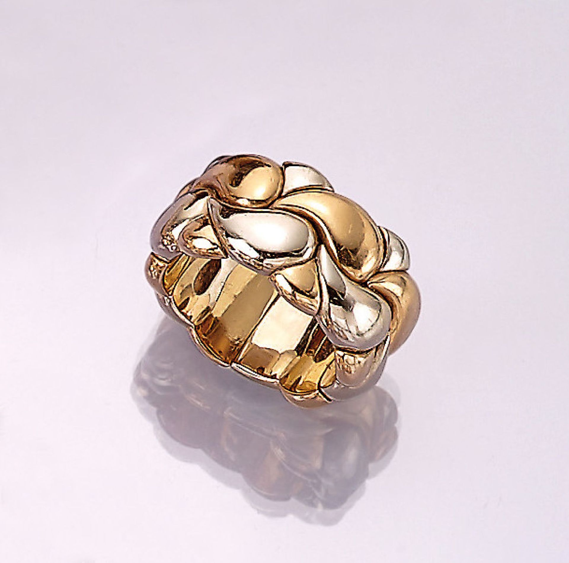 18 kt gold ring CHOPARD CASMIR , YG/WG 750/000, approx. 22.7 g, ringsize variable, splint opened,