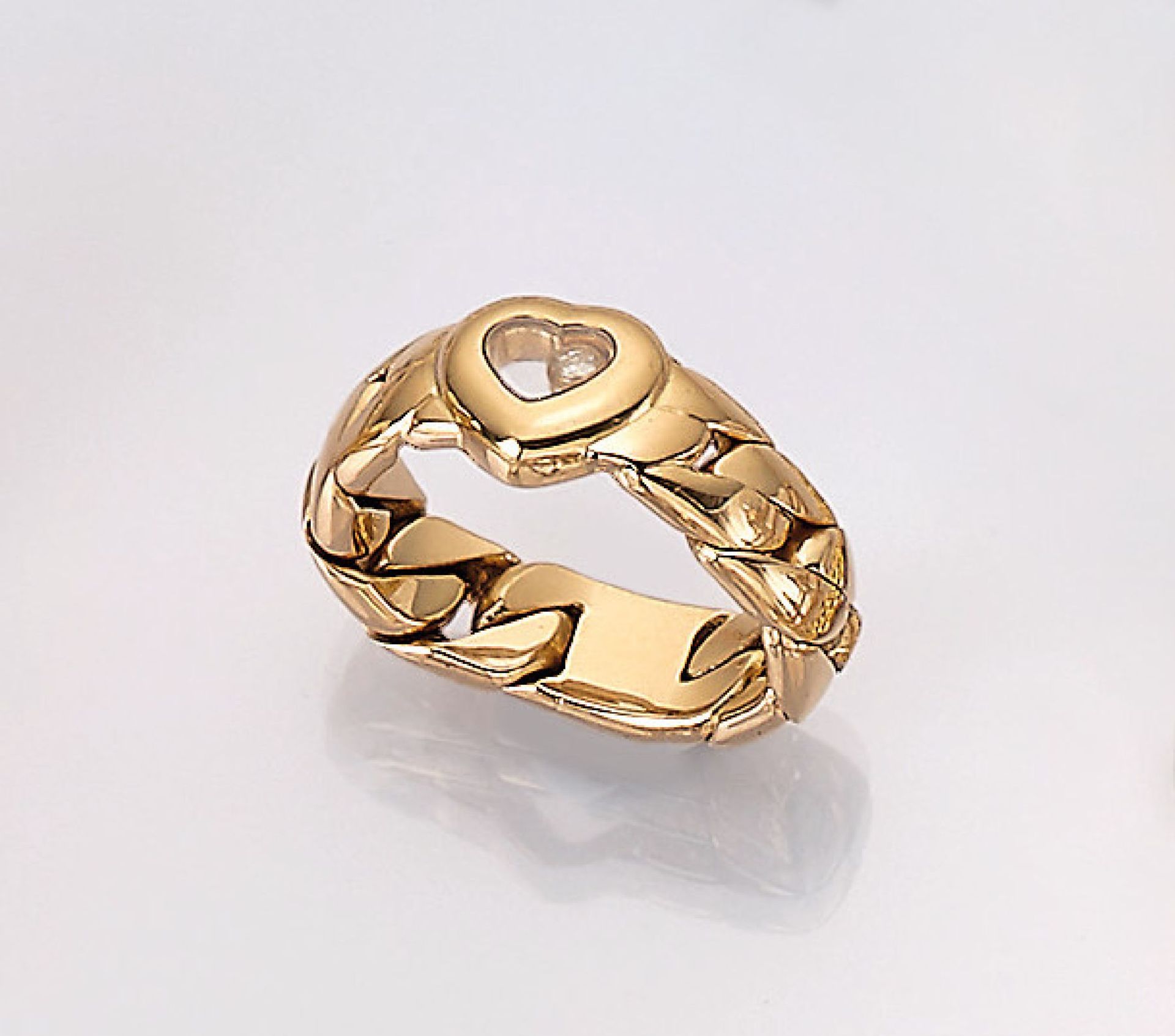 18 kt gold ring CHOPARD with brilliant , YG 750/000, series Happy Diamond, links movable,