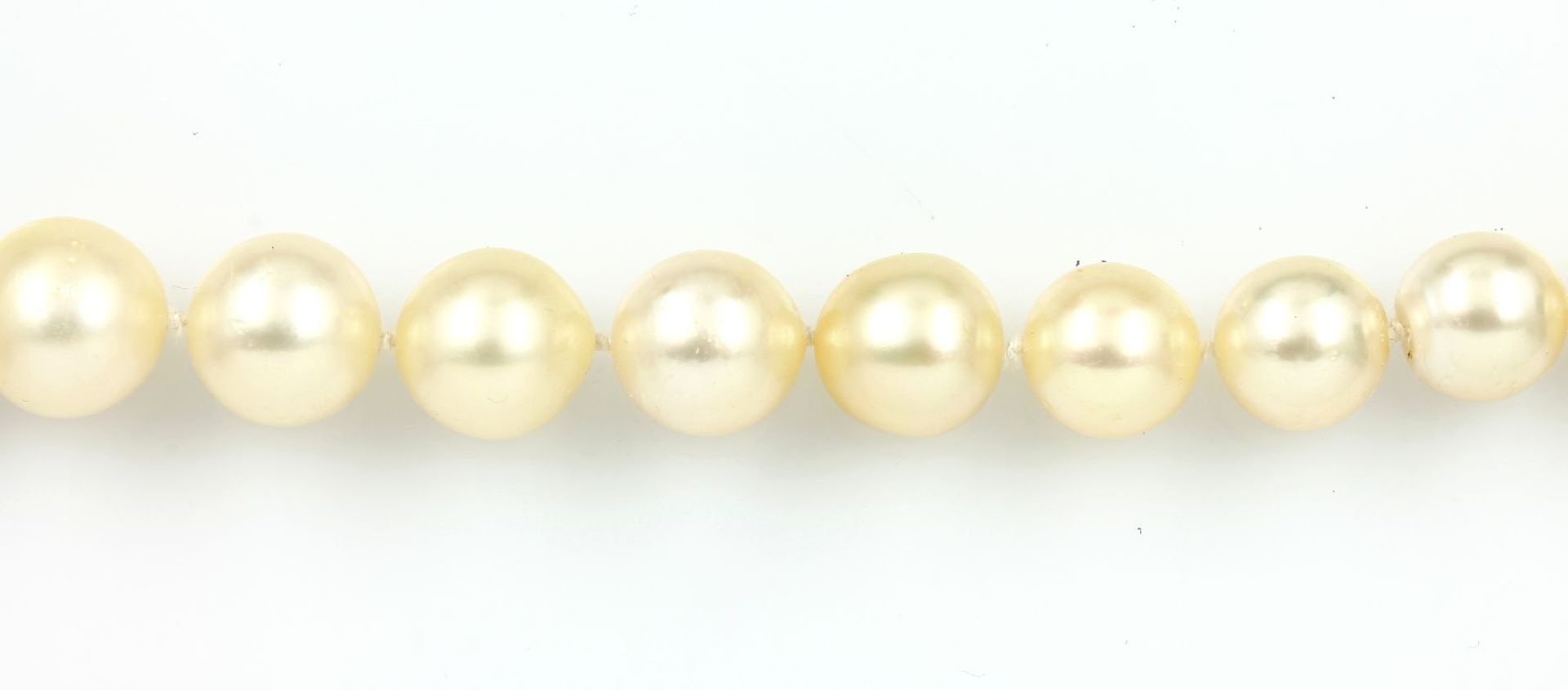 Necklace made of cultured south seas pearls , sphere clasp YG 750/000, round bevelled sapphires, - Bild 5 aus 6