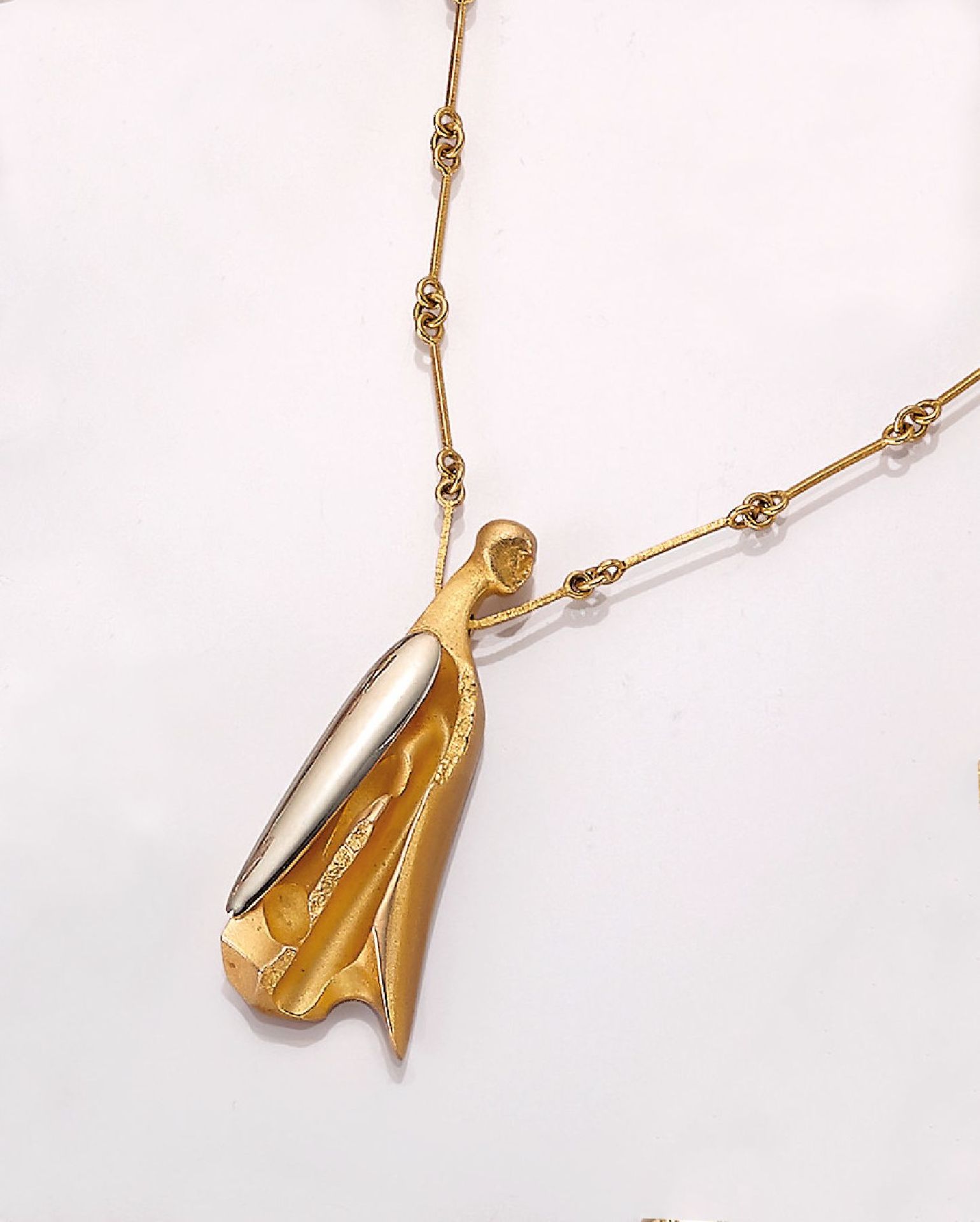 14 kt gold LAPPONIA necklace , Finland, 1993, YG/WG 585/000, unusual design by Björn Weckström,