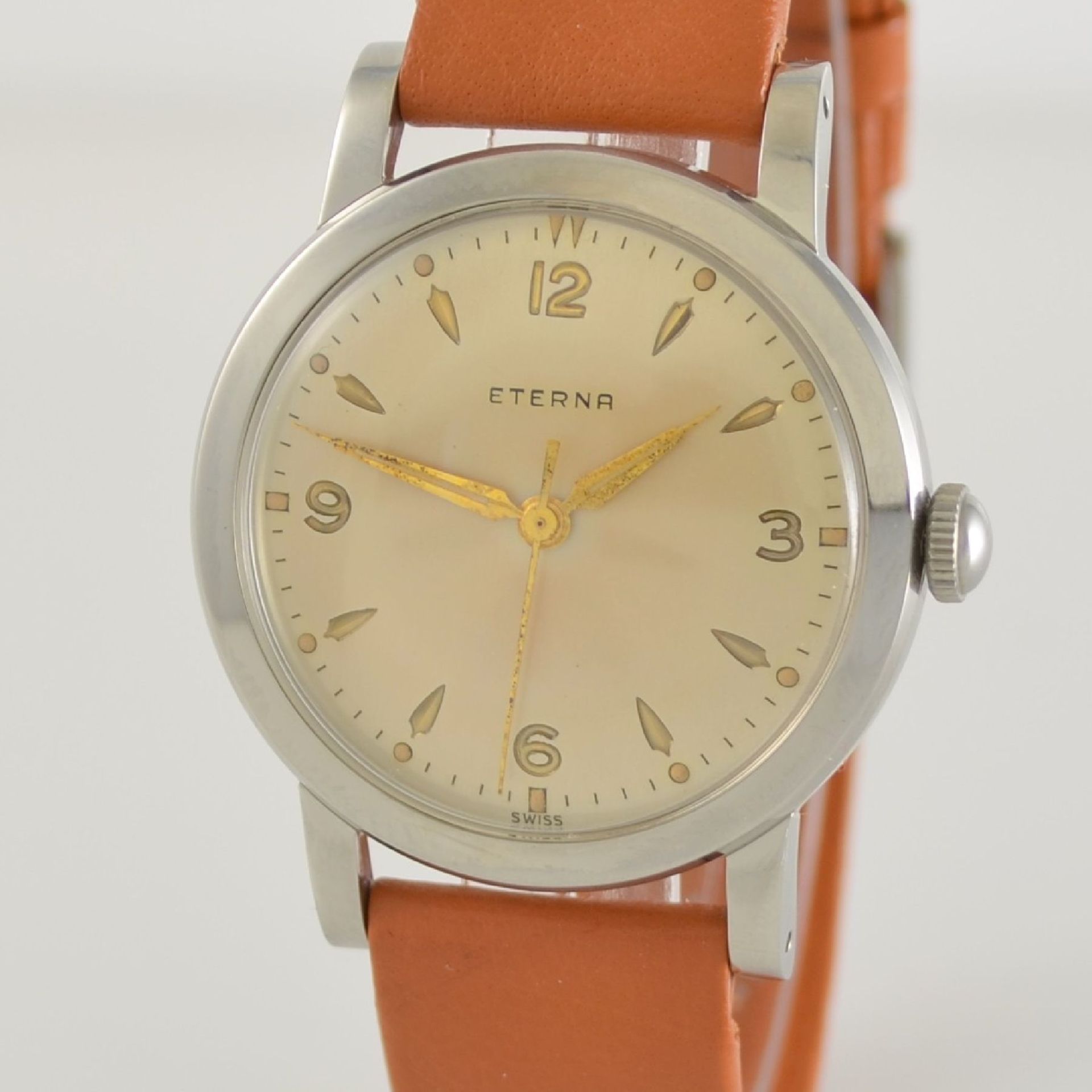 ETERNA gents watch in steel with box, Switzerland around 1950, manual winding, screwed down case - Bild 4 aus 7