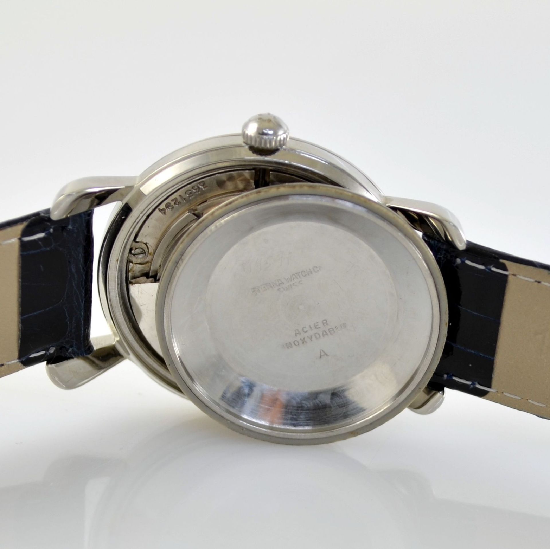 ETERNA-MATIC chronometer wristwatch in steel, Switzerland around 1954, screwed down case back with - Bild 7 aus 7