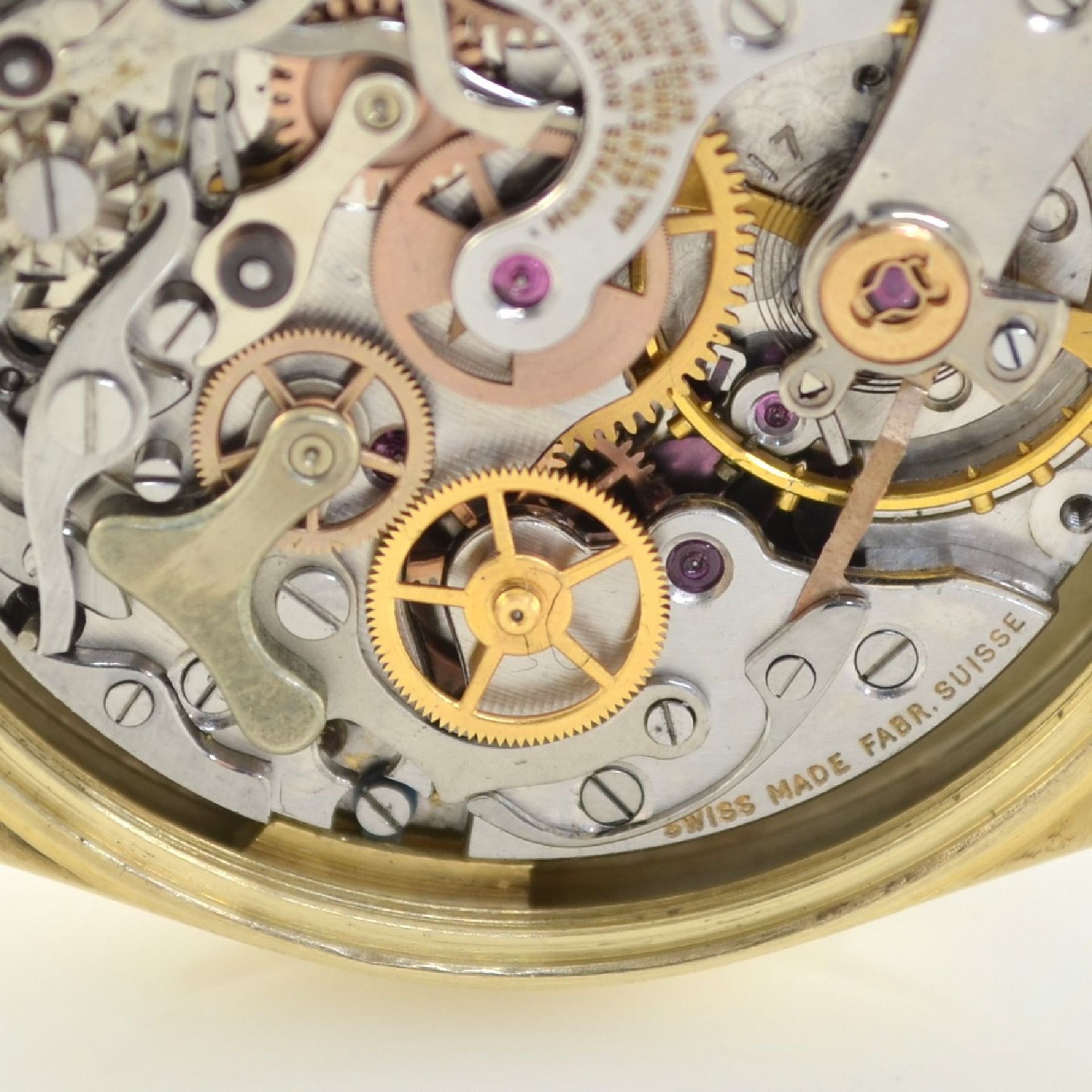 ROLEX fine and rare 14k yellow gold intermediate wheel round button chronograph so called Pre- - Bild 20 aus 20