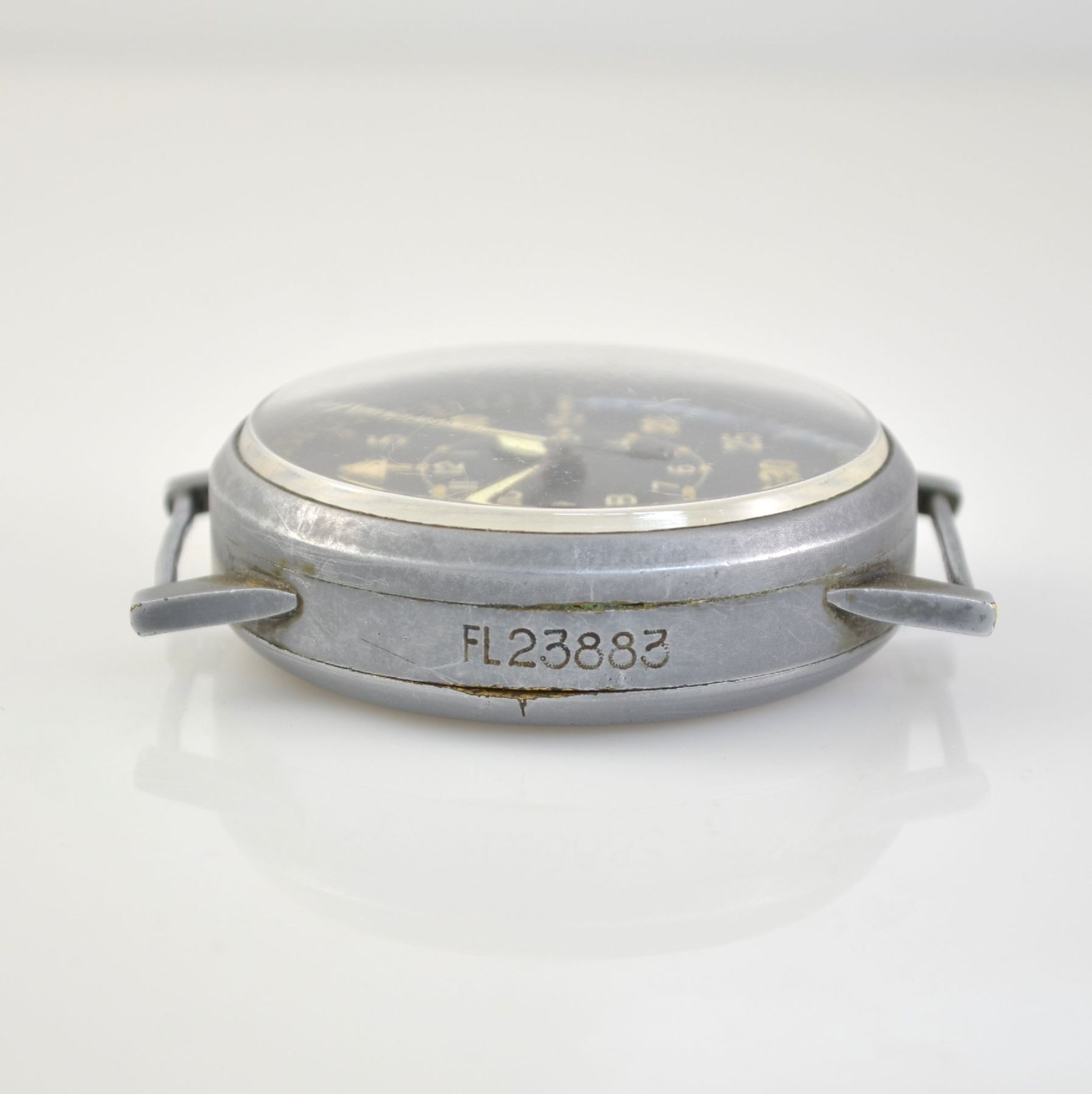 LACO aviation watch FL 23883, Germany around 1940, manual winding, grey lacquered metal case, snap - Bild 4 aus 4