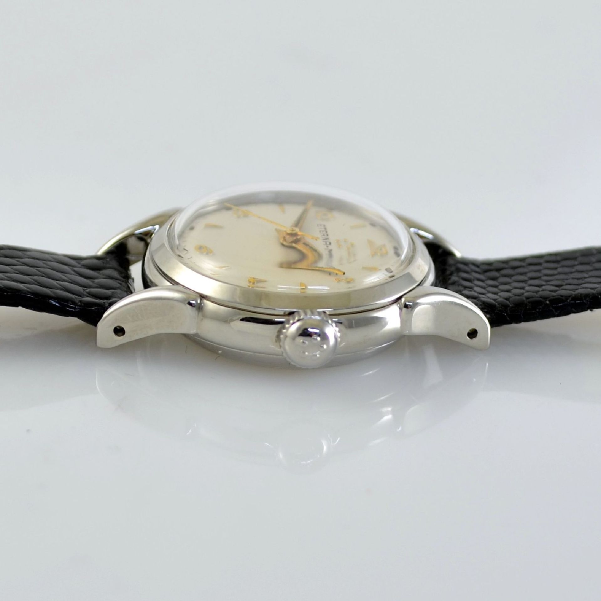 ETERNA-MATIC 2 wristwatches in steel, Switzerland around 1950, screwed down cases with unusual lugs, - Bild 10 aus 13