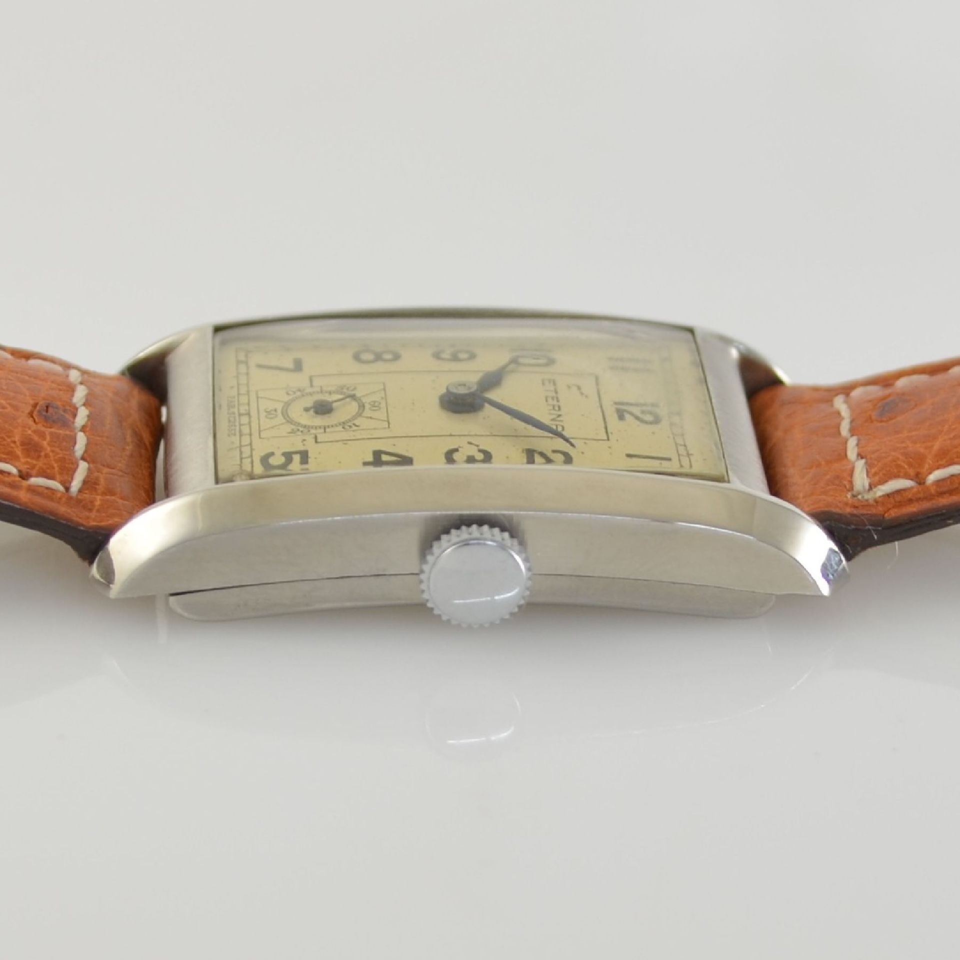 ETERNA 2 rectangular gents wristwatches in steel, Switzerland around 1935, snap on case backs, 1 - Bild 10 aus 13
