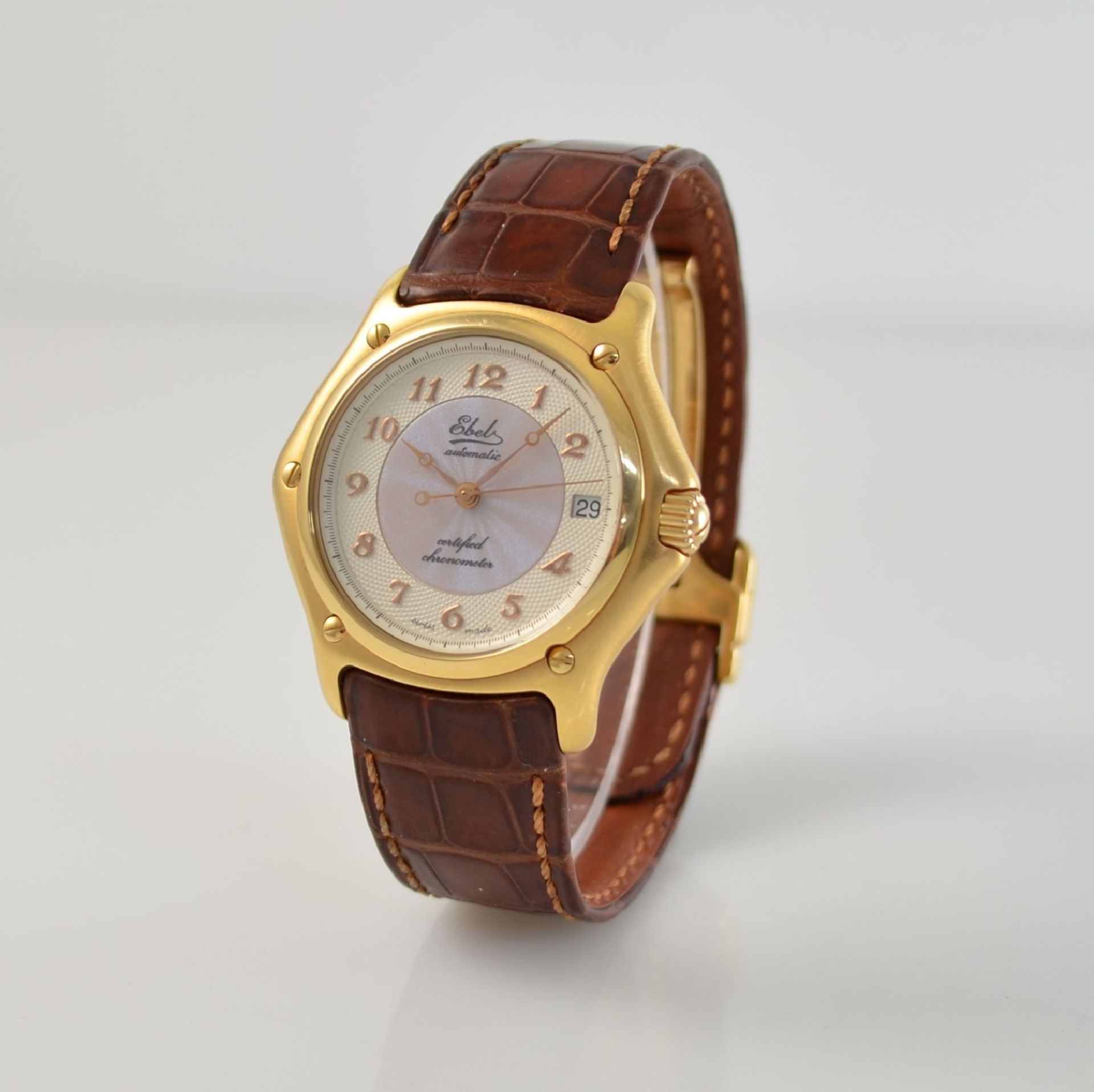 EBEL rare 18k pink gold gents wristwatch series 1911, self winding, chronometer made in a limited - Bild 3 aus 6