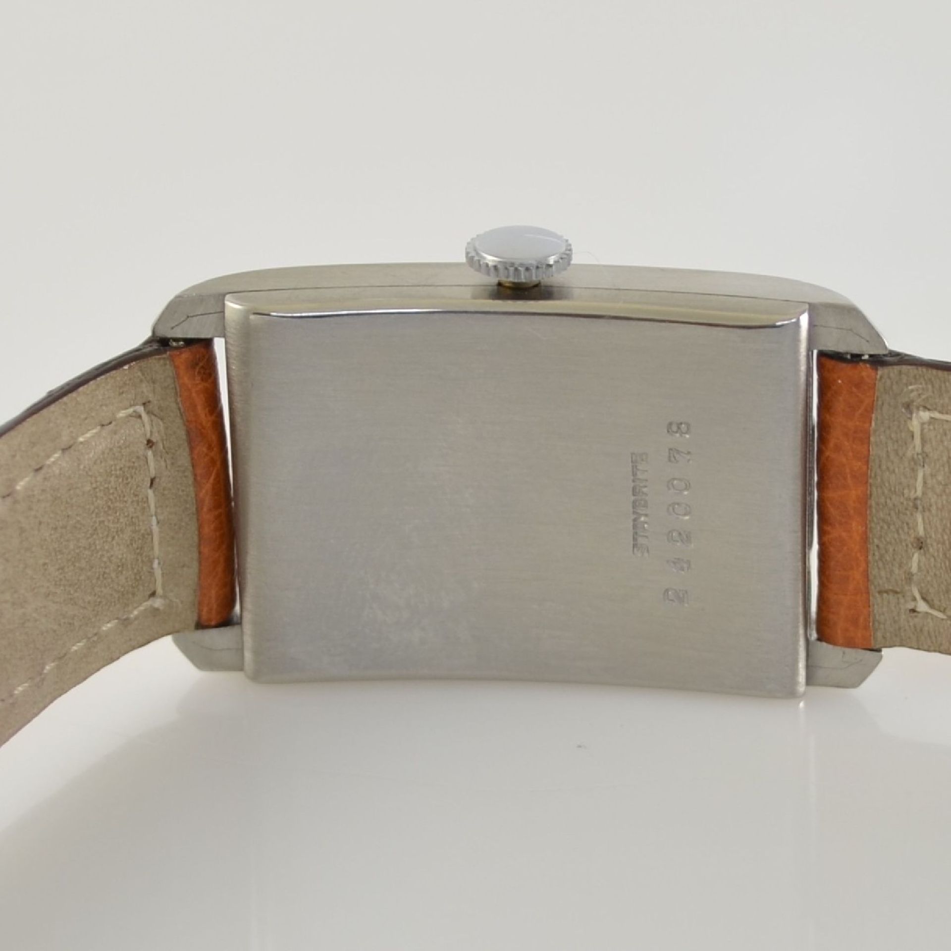 ETERNA 2 rectangular gents wristwatches in steel, Switzerland around 1935, snap on case backs, 1 - Bild 11 aus 13