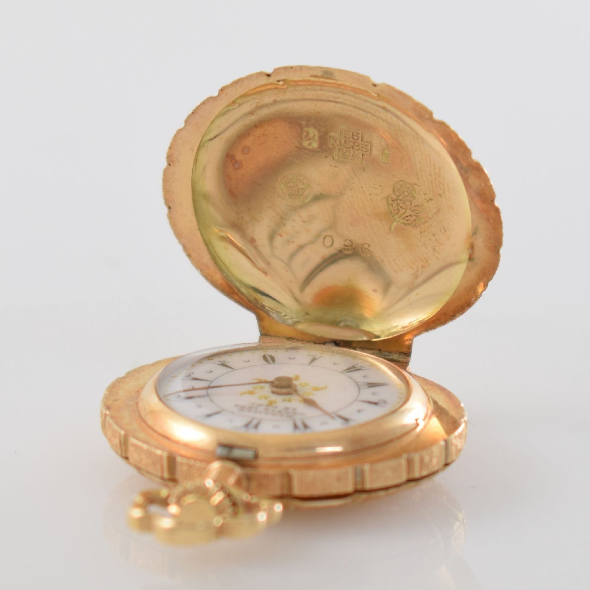LE PARC shell-shaped 14k pink/yellow gold hunting cased pocket watch, Switzerland for the ottoman - Bild 6 aus 9