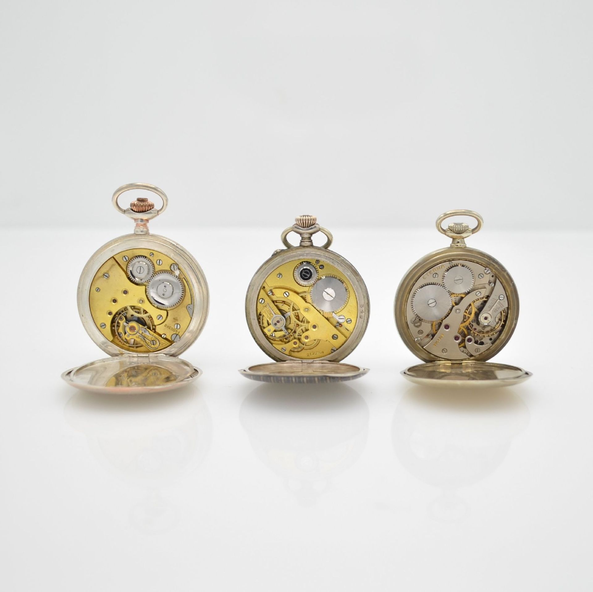 ETERNA 12 pocket watches as well as 4 gilt chains, Switzerland around 1900 till 1930, 10 silver - Bild 3 aus 14