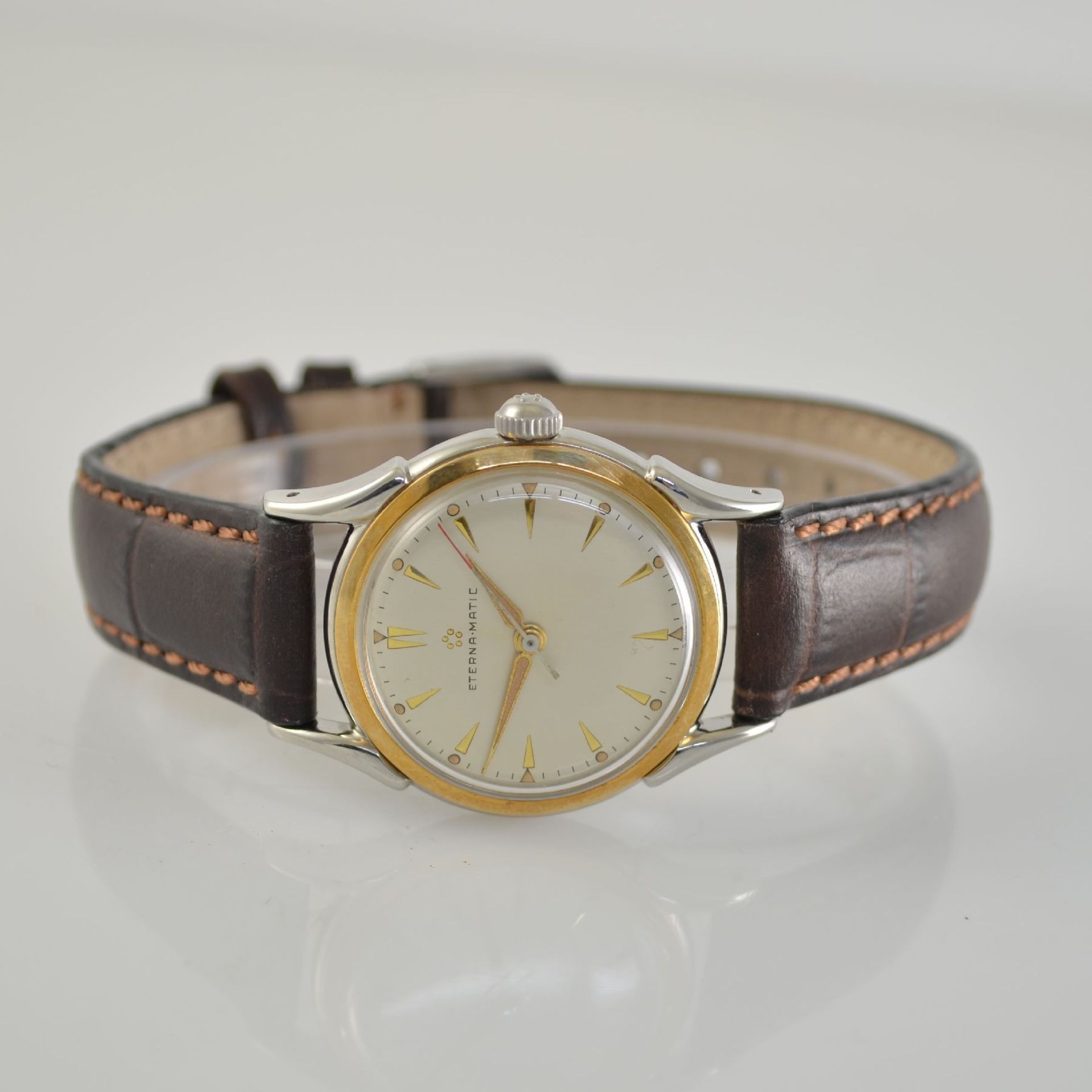 ETERNA-MATIC 2 wristwatches in steel & steel/ gold, Switzerland around 1955, self winding, 1 x