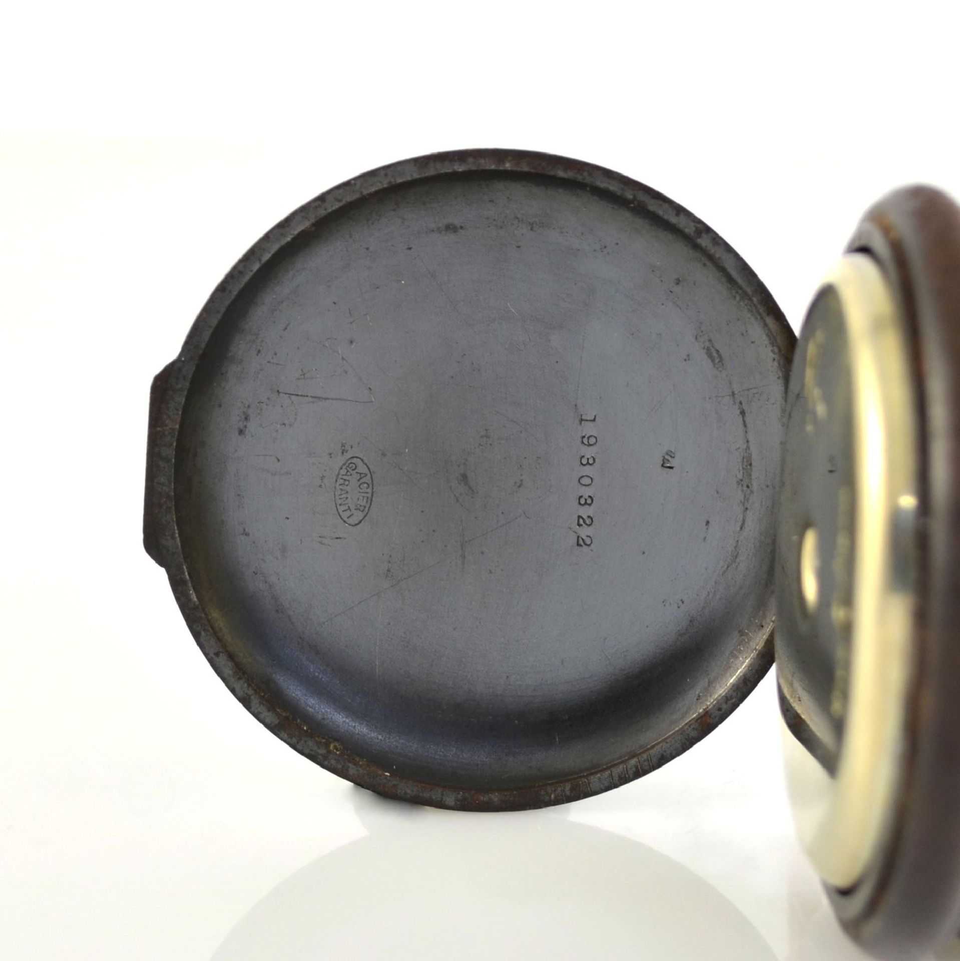 ETERNA 2 open face pocket watches with alarm in nickel & iron, Switzerland around 1910, hinge - Bild 3 aus 10