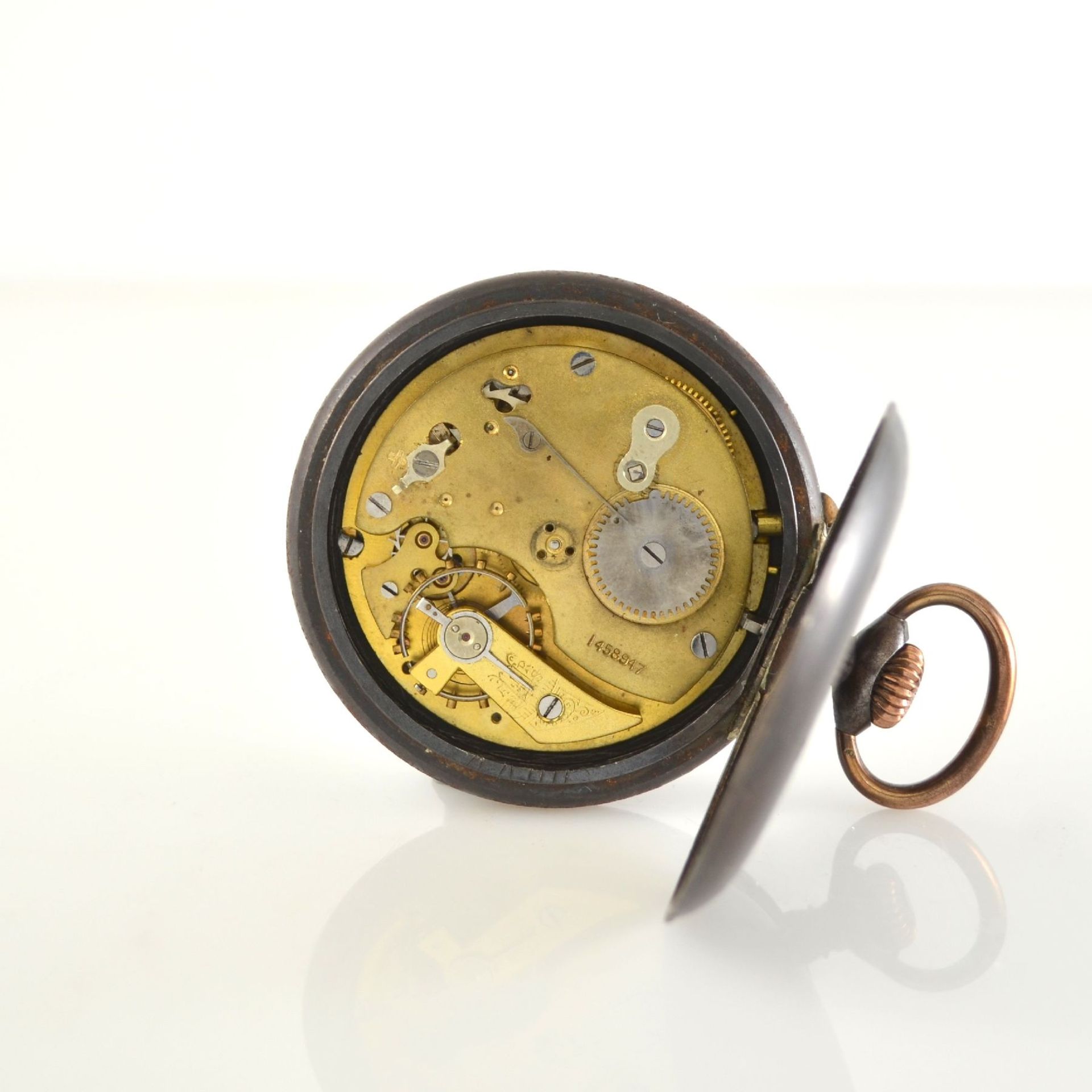 ETERNA 2 open face pocket watches with alarm in nickel & iron, Switzerland around 1910, hinge - Bild 5 aus 10