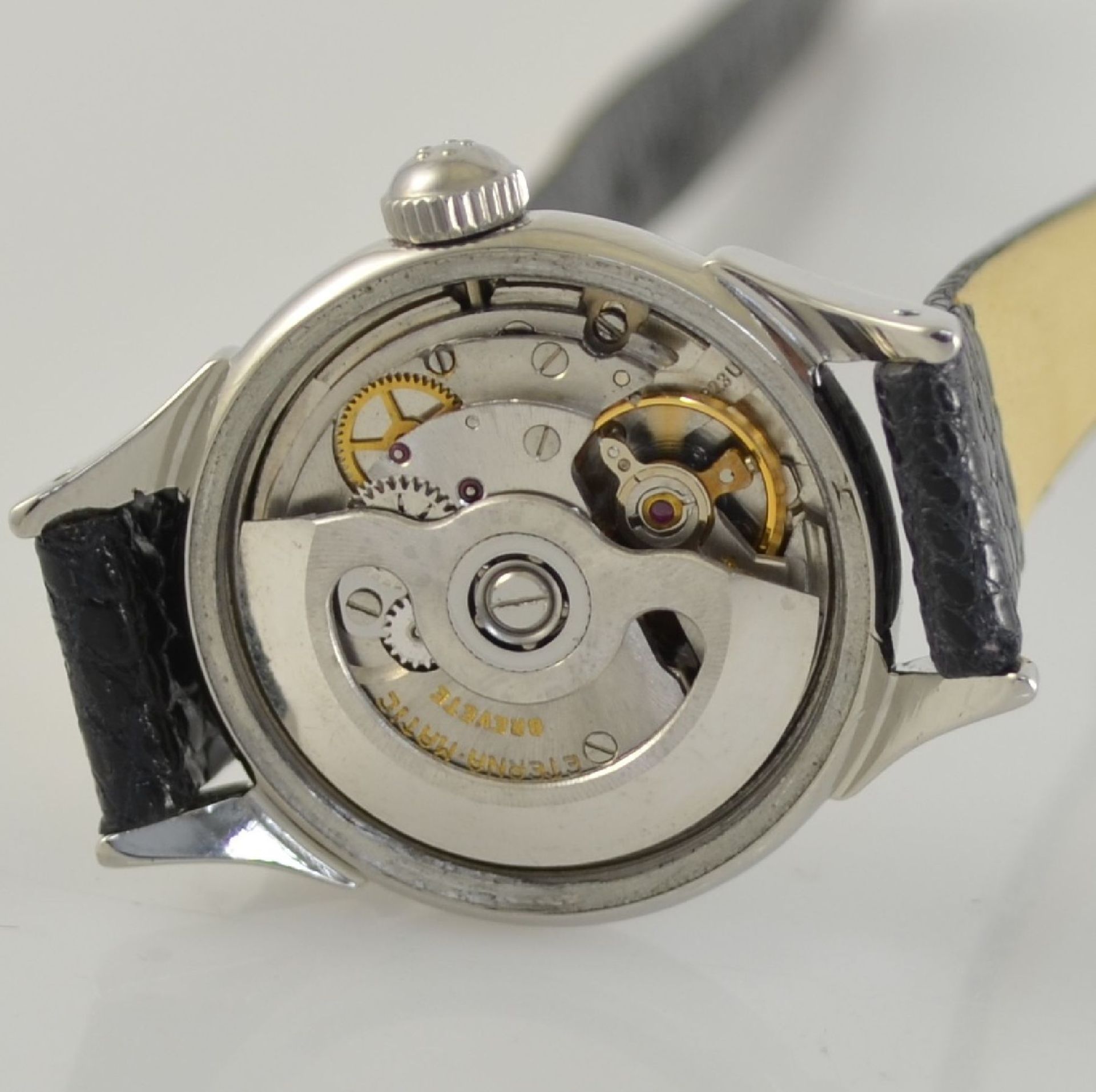 ETERNA-MATIC 2 wristwatches in steel, Switzerland around 1950, screwed down cases with unusual lugs, - Bild 12 aus 13