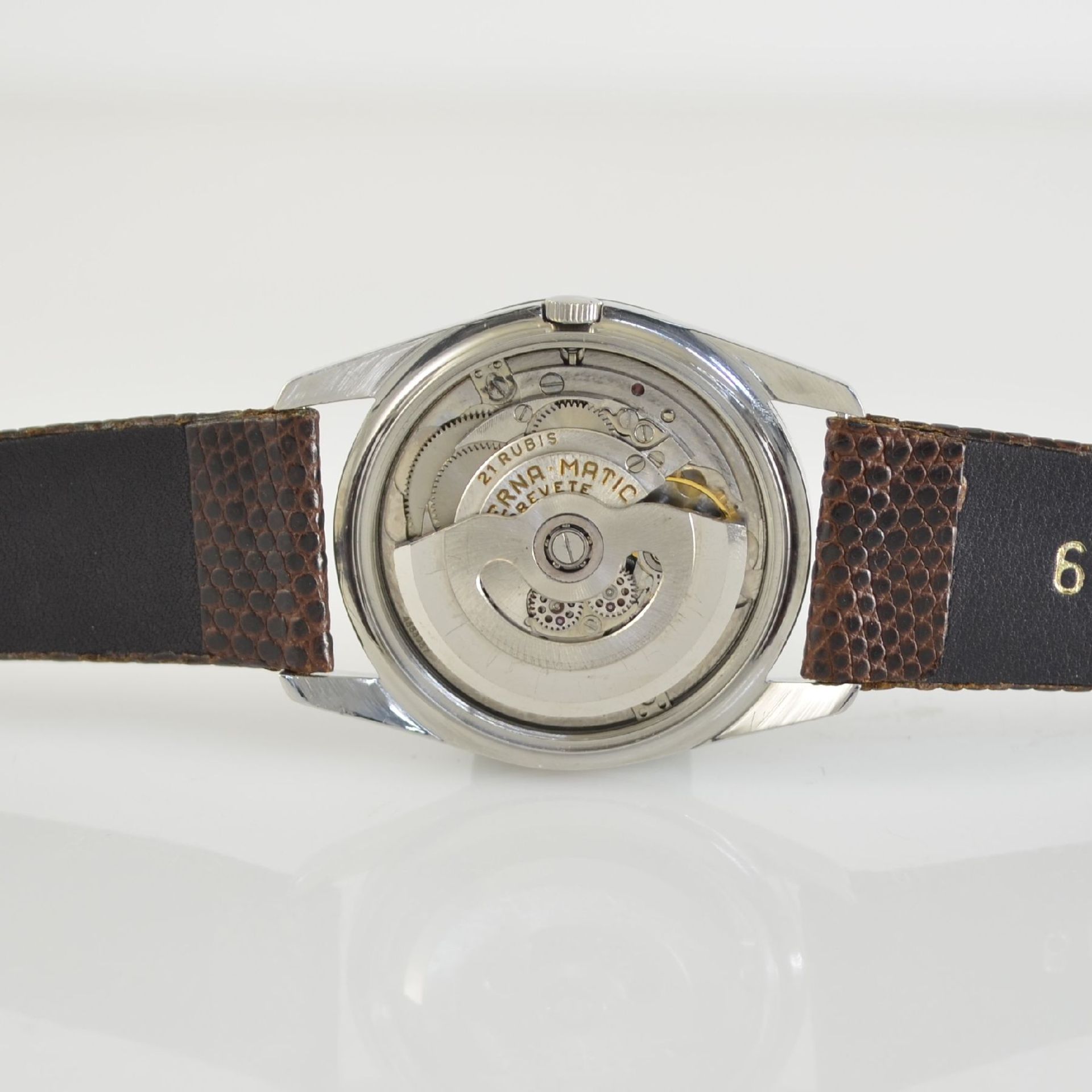 ETERNA-MATIC 2 chronometer in steel, Switzerland around 1960, case backs screwed down, silvered - Bild 5 aus 12