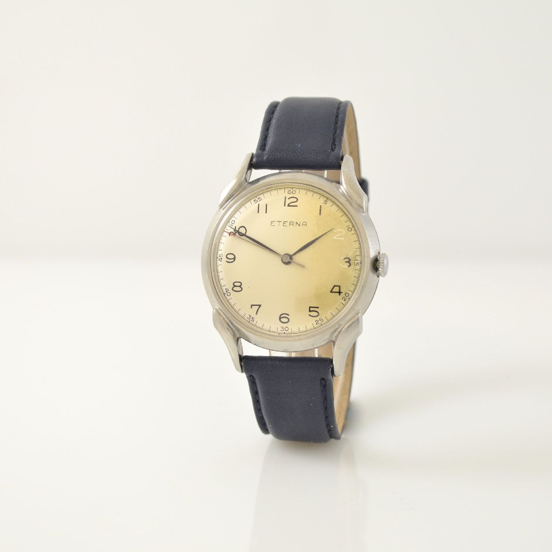 ETERNA big gents wristwatch in steel, Switzerland around 1950, manual winding, pressed down case - Bild 3 aus 7