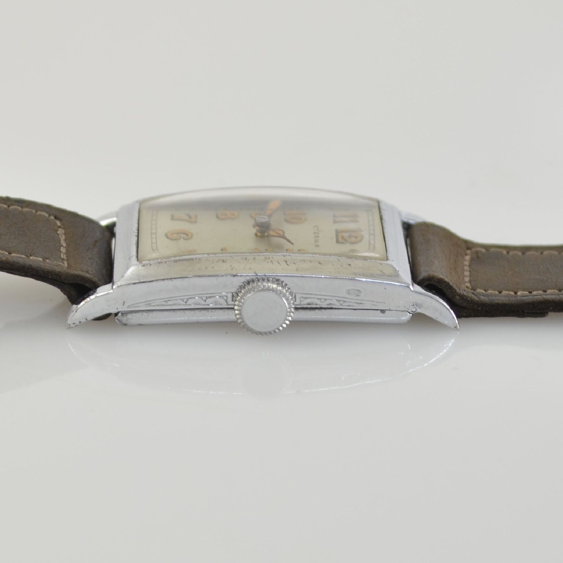 ETERNA rare wristwatch in chrome plated 925/000 silver hinge case, manual winding, Switzerland - Bild 4 aus 8