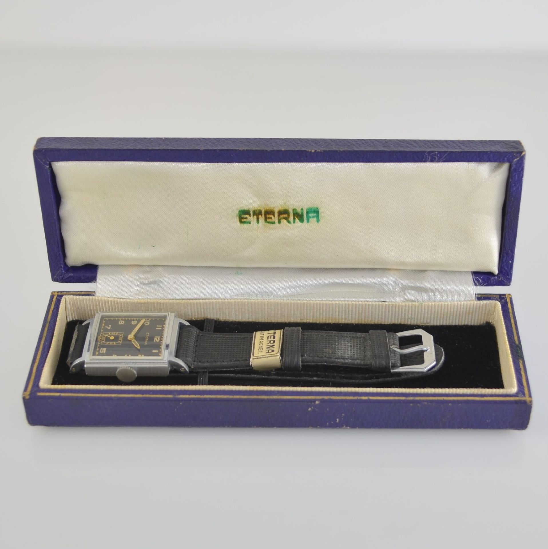 ETERNA nearly mint rectangular wrist watch with box & hangtag, Switzerland around 1935, manual - Bild 6 aus 9