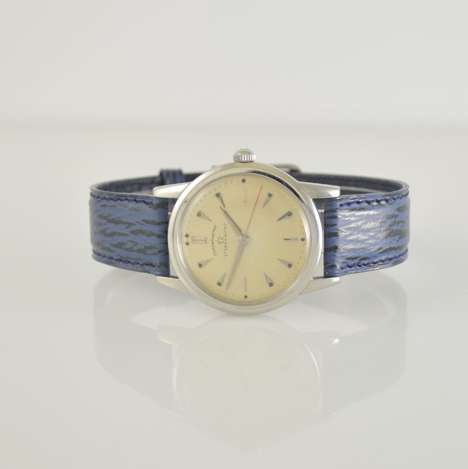 ETERNA-MATIC chronometer in steel, Switzerland around 1950, screwed down case back, silvered dial