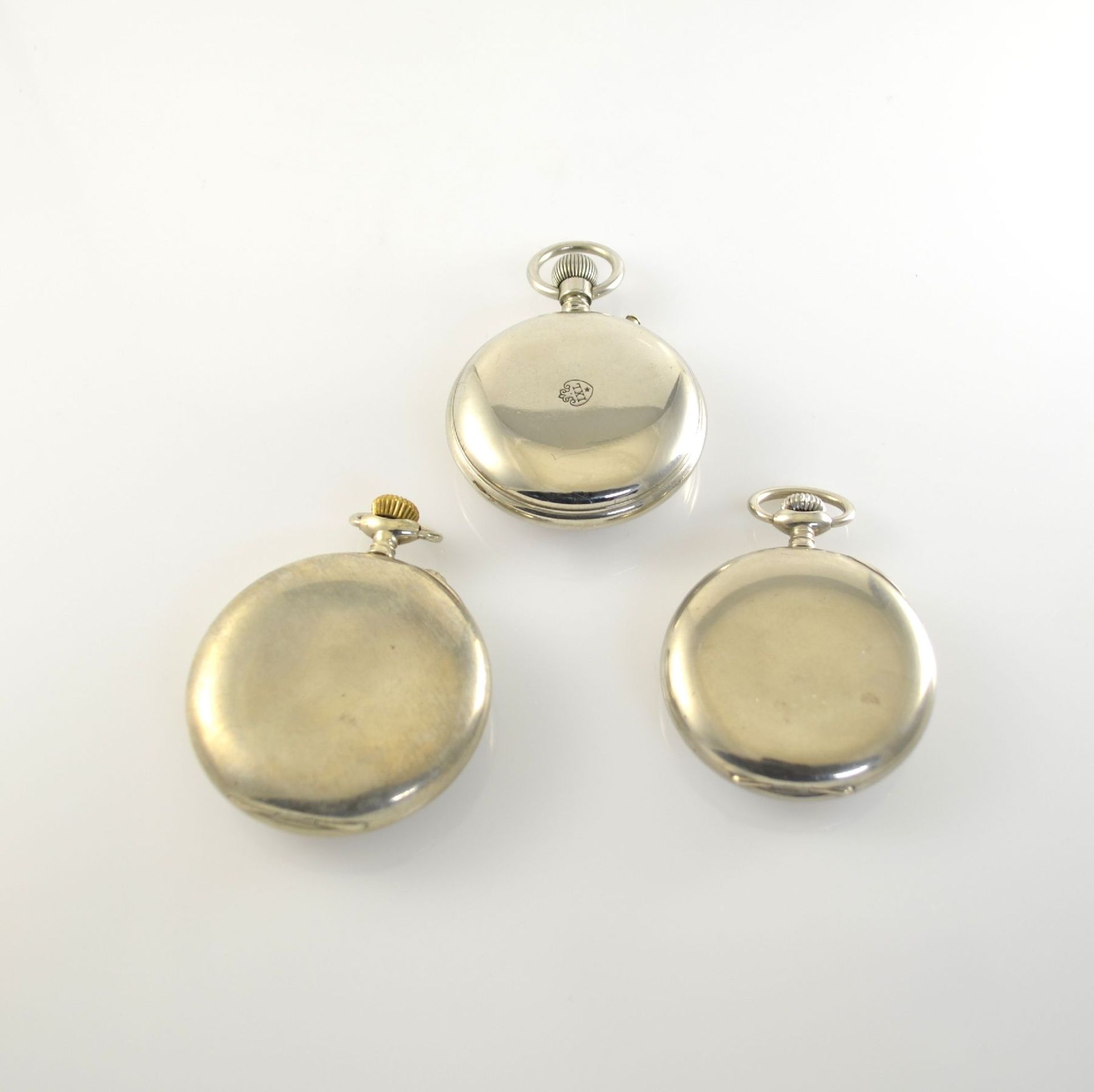 ETERNA 5 pocket watches, Switzerland 1890 - 1920, 3 x nickel, 2 x browned iron, enamel dial - Bild 2 aus 6