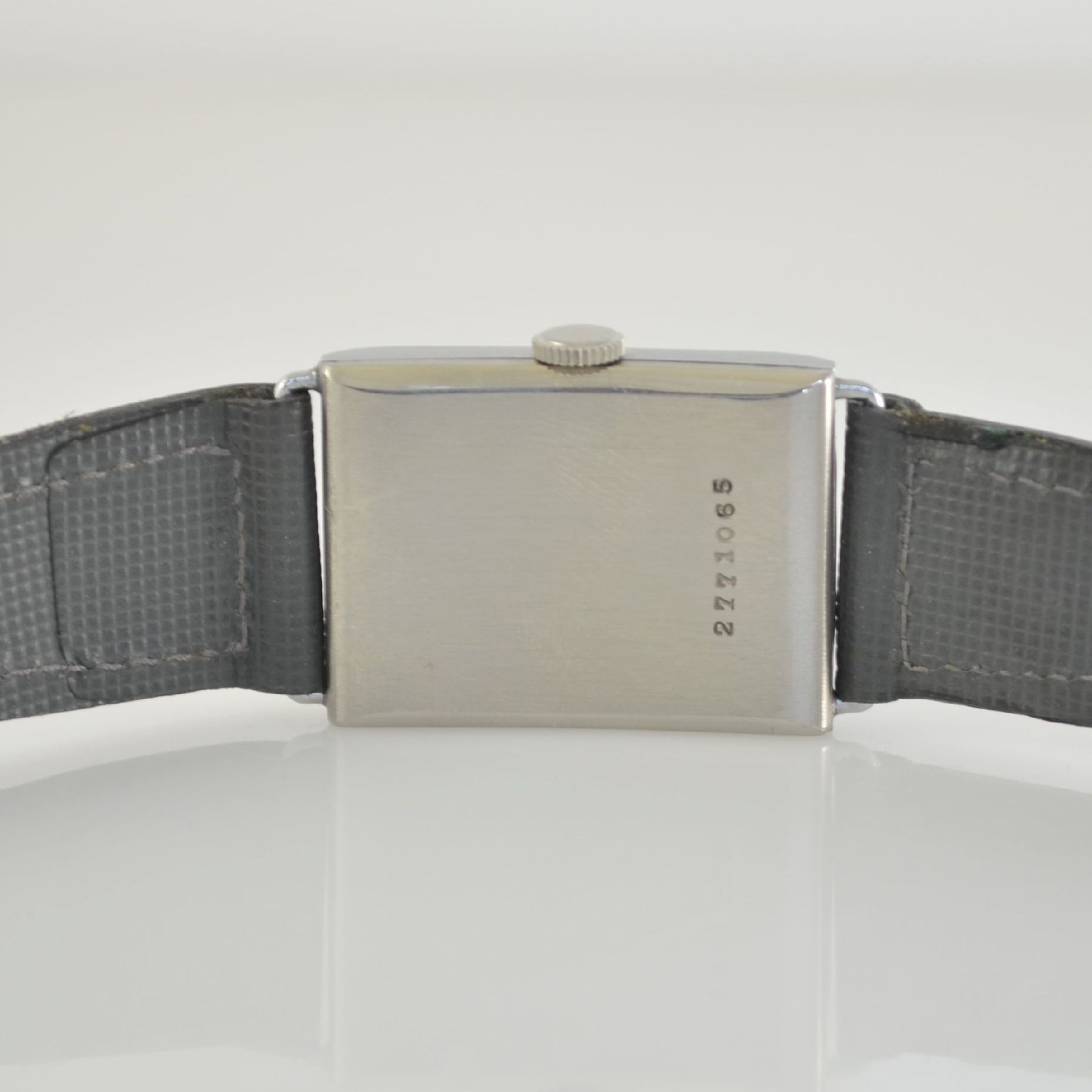 ETERNA nearly unworn rectangular wristwatch with box, Switzerland around 1935, chrome- plated - Bild 4 aus 8