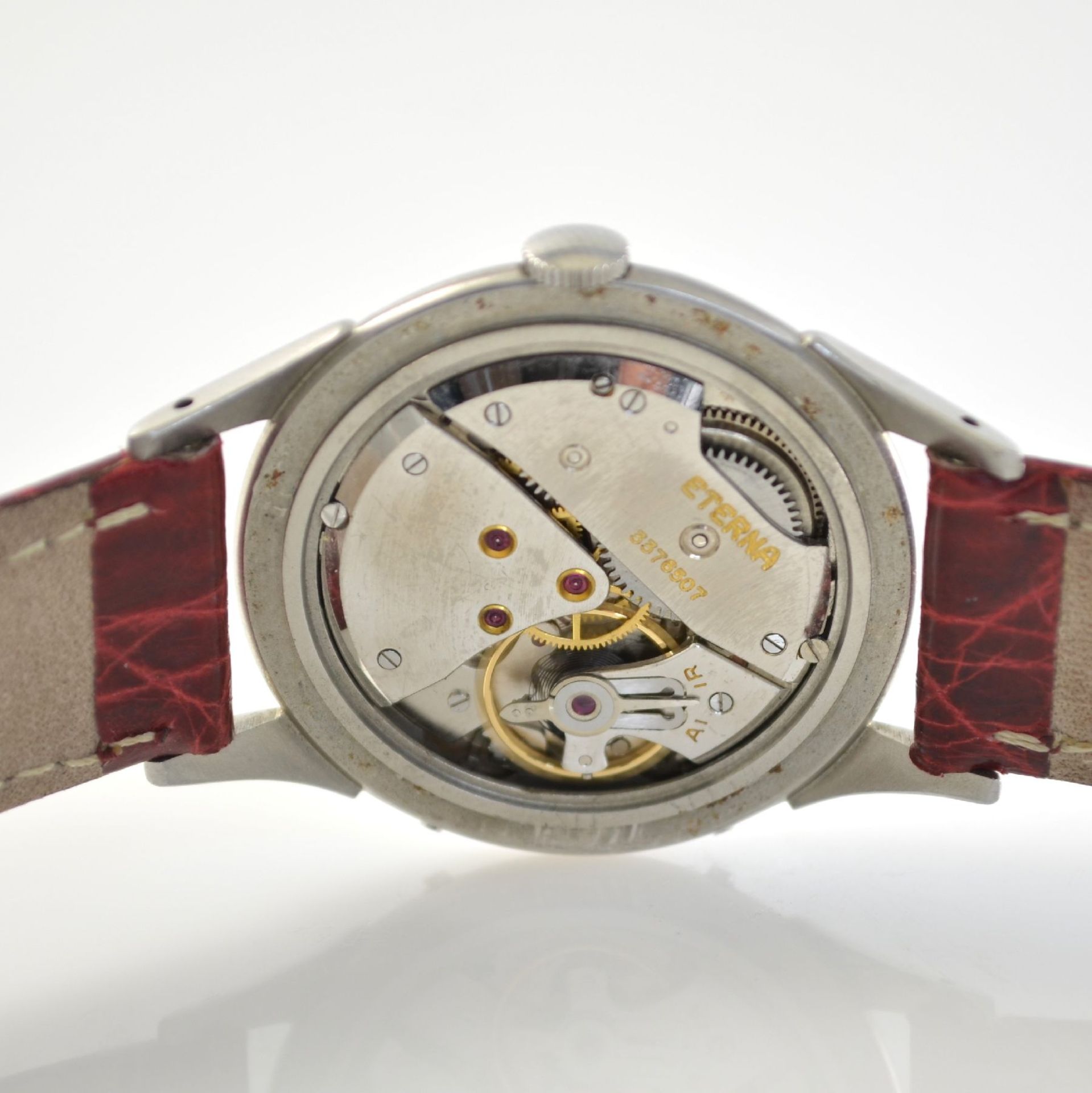 ETERNA wristwatch with complete calendar in steel, manual winding, Switzerland around 1945, snap - Bild 7 aus 7