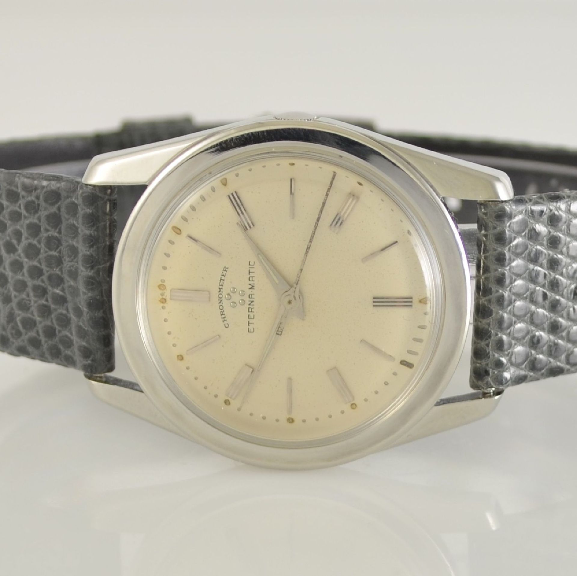 ETERNA-MATIC 2 chronometer in steel, Switzerland around 1960, case backs screwed down, silvered - Bild 7 aus 12