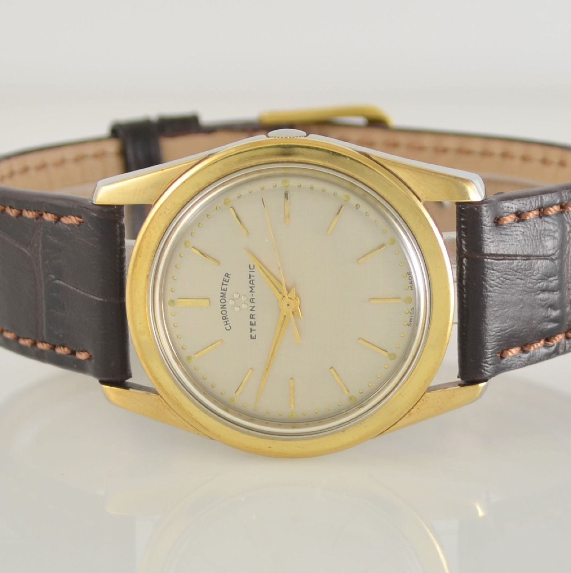 ETERNA-MATIC Armbandchronometer in steel & gold, Switzerland around 1965, screwed down case back, - Bild 2 aus 6