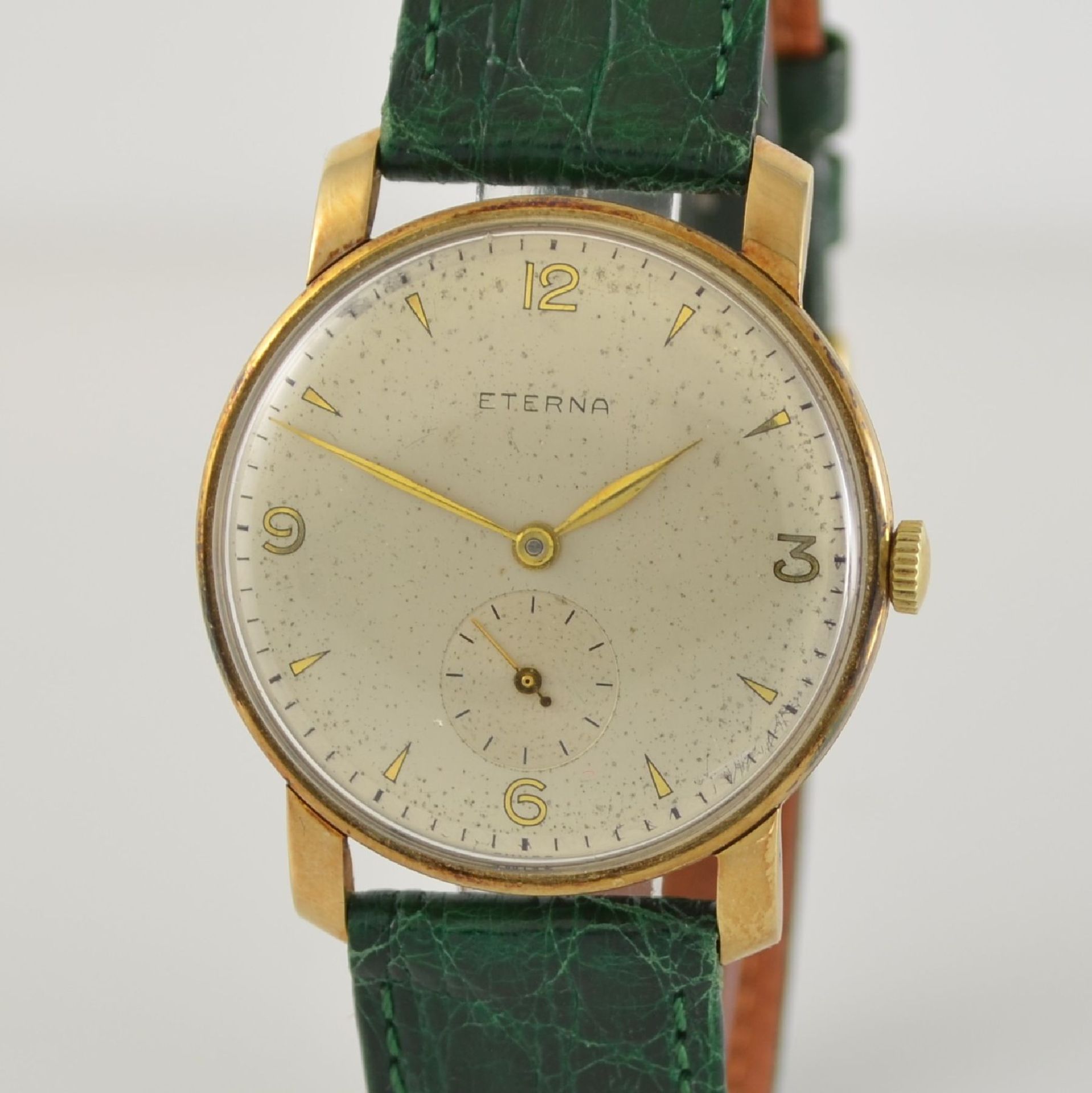 ETERNA 14k yellow gold gents wristwatch with rare box, Switzerland around 1945, manual winding, 3- - Bild 4 aus 8