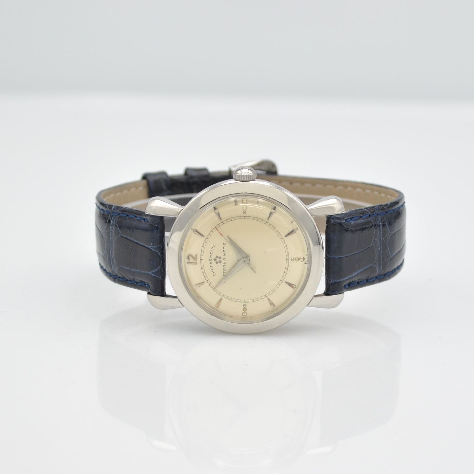 ETERNA-MATIC chronometer wristwatch in steel, Switzerland around 1954, screwed down case back with