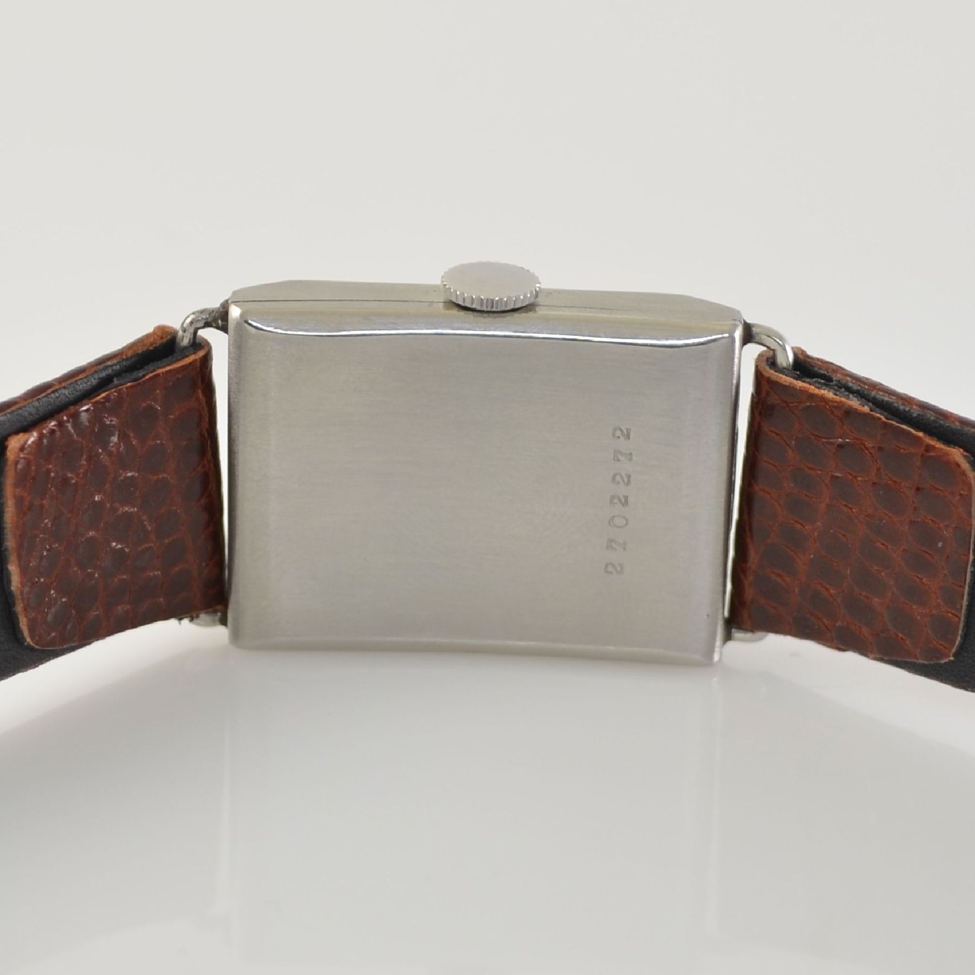 ETERNA 2 rectangular gents wristwatches in steel, Switzerland around 1940, snap on case backs, 1 x - Bild 4 aus 15