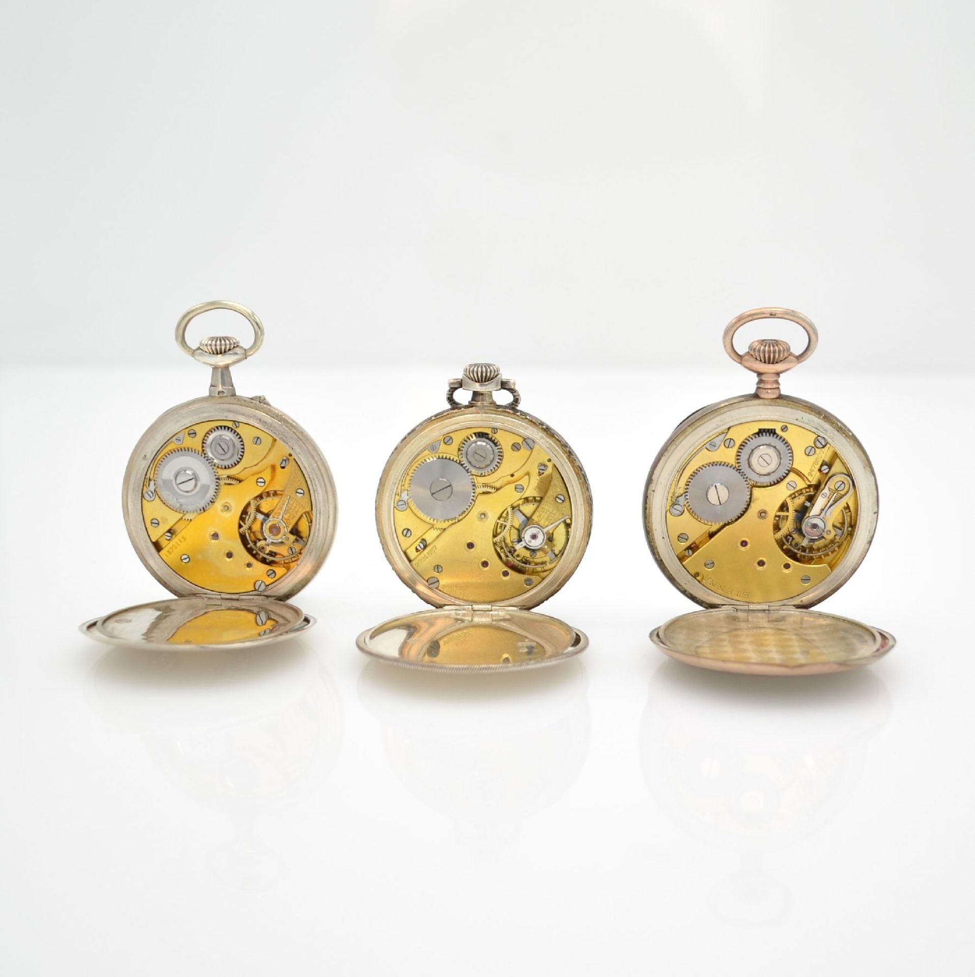 ETERNA 12 pocket watches as well as 4 gilt chains, Switzerland around 1900 till 1930, 10 silver - Bild 9 aus 14